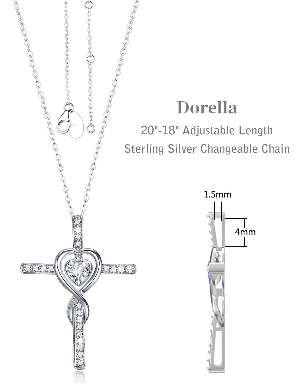 Dorella Love Infinity Necklace - 925 Sterling Silver Emerald Simulated Diamond Jewelry for Women, Wife, Mom - Perfect Birthday Gift for April & May Birthstones | Elegant Everyday Wear & Special Occasions