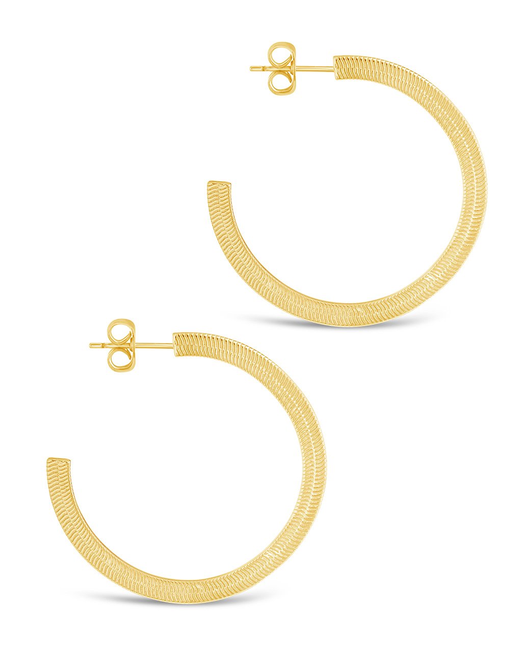 Stylish 14K Gold Herringbone Chain Hoop Earrings for Women - Trendy Dangle Drop Earrings for Party, Wedding & Everyday Wear
