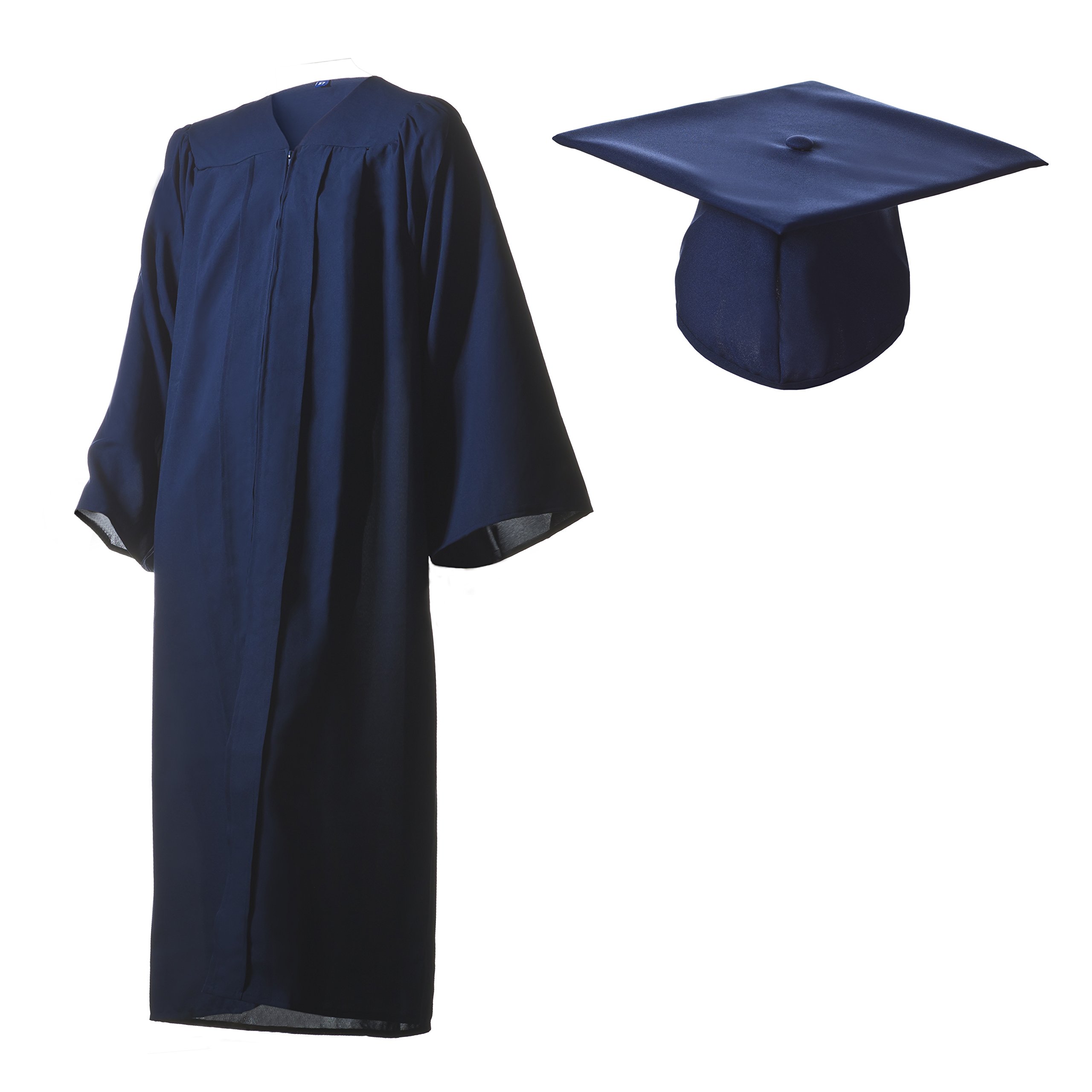 Graduation Cap and Gown Set - Matte Navy Blue - Multiple Sizes for Men & Women - Perfect for High School & College Graduation Ceremonies