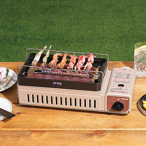 Iwatani Aburiya Portable Gas Grill Stove CB-RBT-J - Compact Outdoor BBQ Grill for Yakitori, Yakiniku & Camping - Beige CBRBTJ - Perfect for Backyard, Picnic & Tailgating Parties
