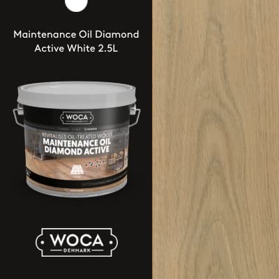 Premium WOCA Denmark Wood Floor Maintenance Oil - Diamond Active Oil for Refinishing & Protection - 2.5L (White) - Ideal for Hardwood, Engineered & Parquet Floors in Homes & Commercial Spaces