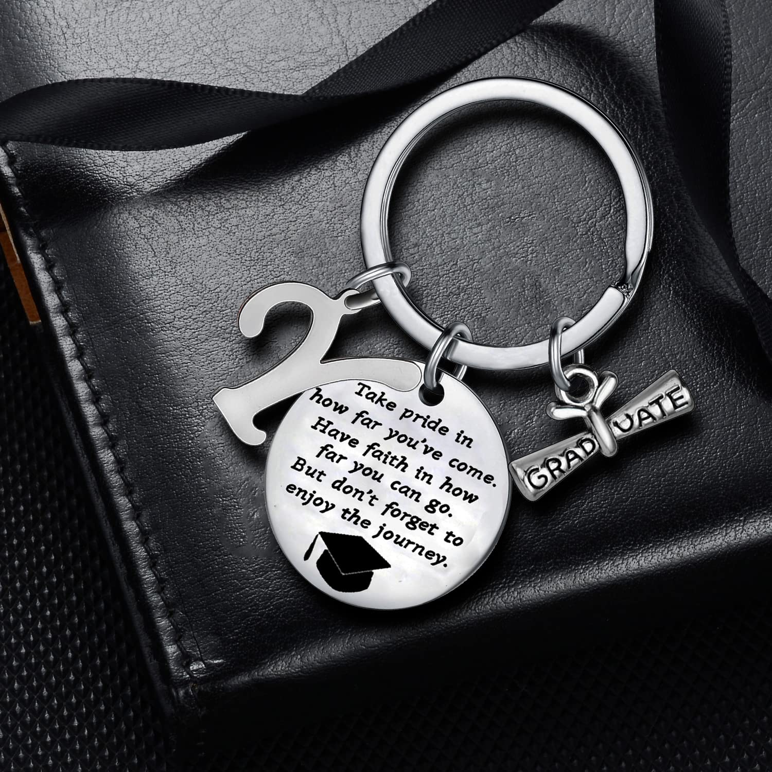Personalized Graduation Keychain with Initial Letter - Inspirational Graduation Gift for High School & College Graduates - Perfect for Commencement, Parties & Keepsakes