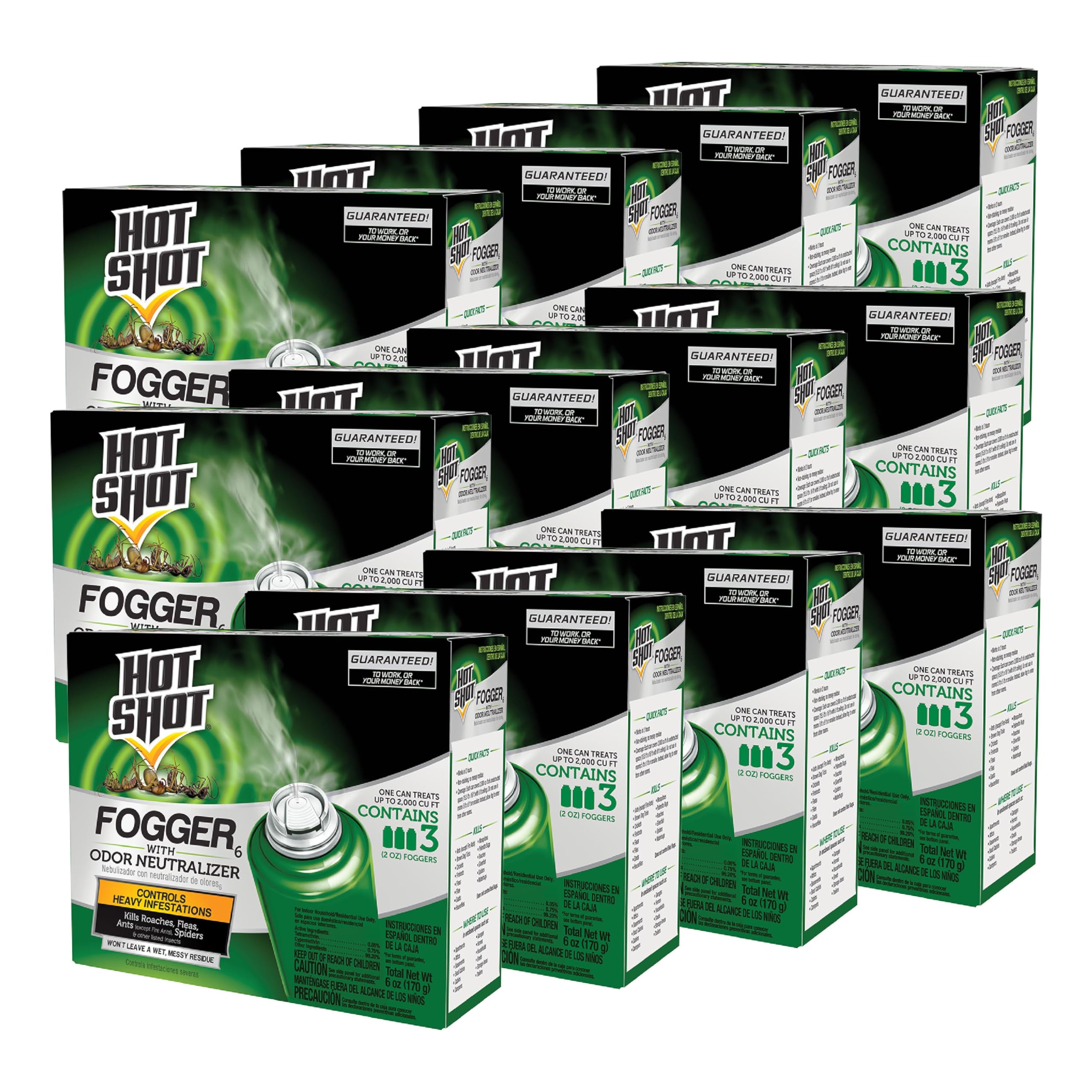 Hot Shot Fogger6 With Odor Neutralizer - 2 oz Aerosol Fogger for Home, Kitchen, Bathroom & Pet Areas - Eliminates Odors & Freshens Air Instantly