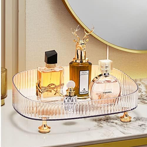 Clear Acrylic Makeup & Perfume Organizer Tray - Vanity Cosmetic Skincare Display for Bathroom Countertop | Perfect for Bedroom Dresser, Sink Area & Travel Storage