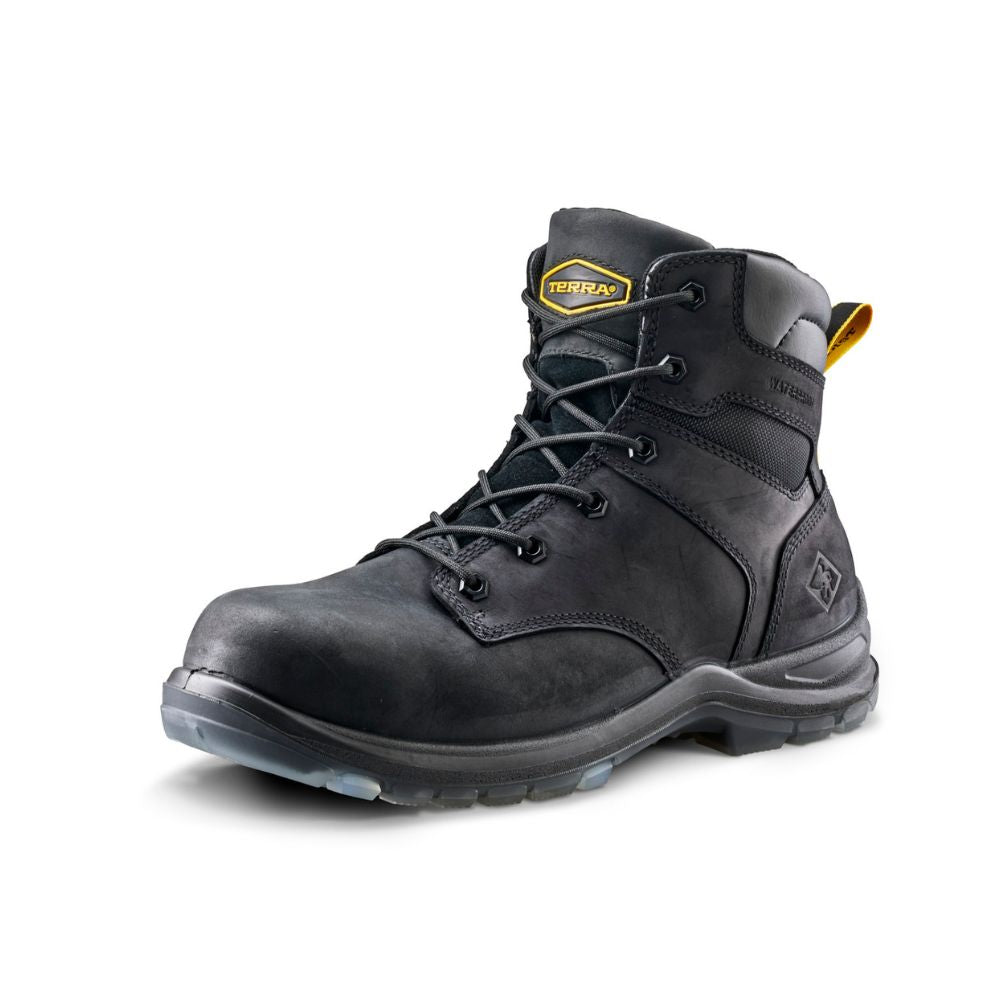 Terra Byrne Unisex 6-Inch Waterproof Composite Toe Work Boots TR0A839BBLK - Black Safety Shoes for Construction, Warehouse & Outdoor Work