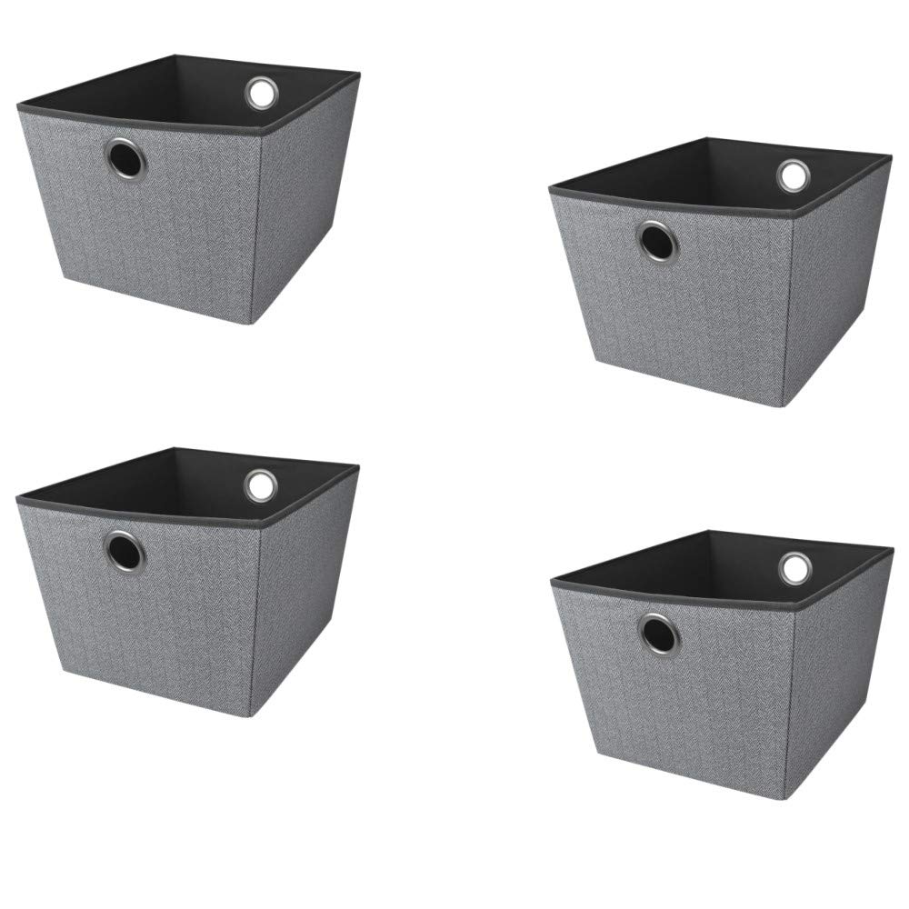 Home Basics Herringbone Closet Storage Organizer - Set of 4 Open Storage Bins for Clothes, Toys & Home Organization | Perfect for Bedroom, Nursery & Closet Storage Solutions