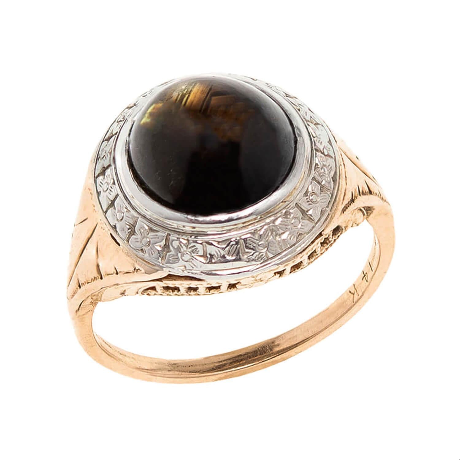 Vintage Edwardian 14k Gold & Platinum Star Sapphire Cocktail Ring for Women | Elegant Antique Jewelry for Evening Parties, Weddings & Special Occasions