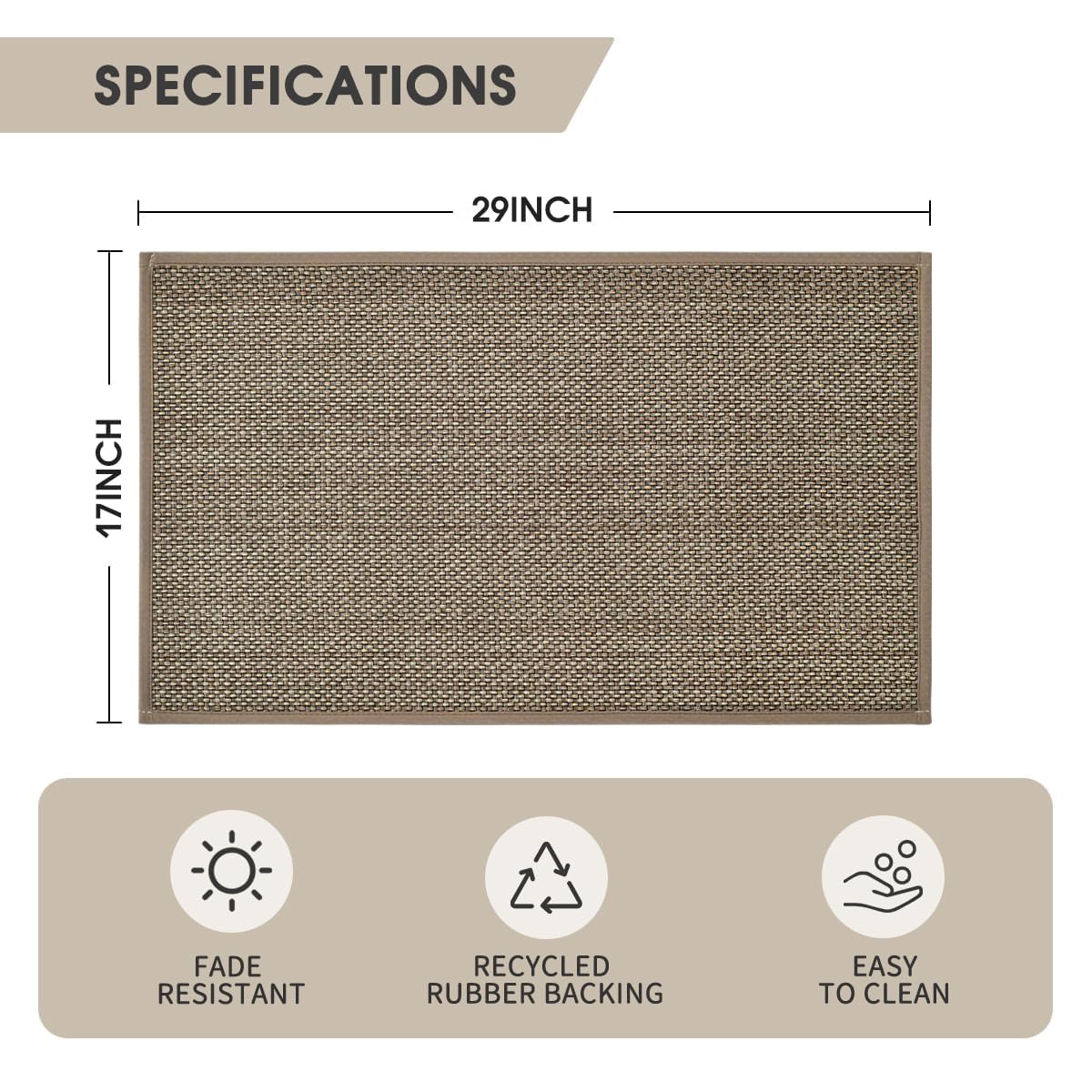 Non-Slip Washable Kitchen Rugs with Rubber Backing - Absorbent 17x29 Inch Doormat for Kitchen, Sink Front & Entryway - Perfect for Spill Protection & Floor Safety