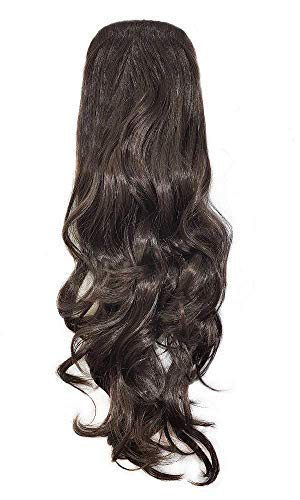 Leysin Long Curly Hair Extensions for Women & Girls - 100% Human Hair Ponytail Extension with Free Rainbow Hair Brush (Pack of 1) | Perfect for Parties, Cosplay & Daily Styling