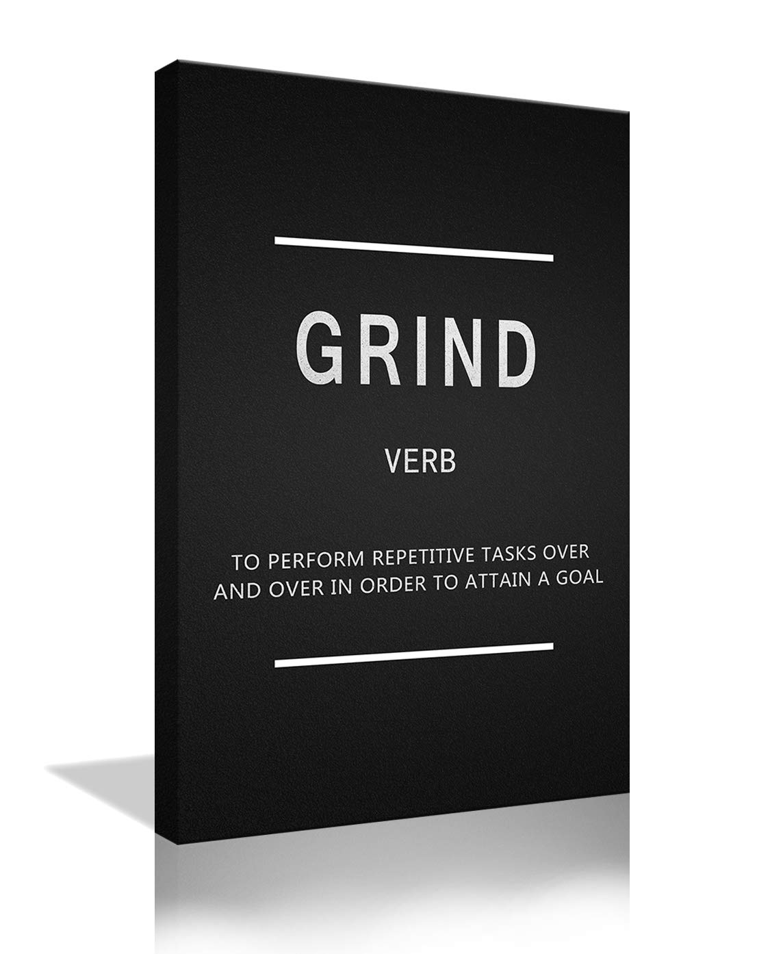 Inspiring Grind Verb Motivational Canvas Wall Art - 24''x36'' Framed Office Decor, Entrepreneur Quote Painting Prints, Ready to Hang for Home & Workplace Inspiration