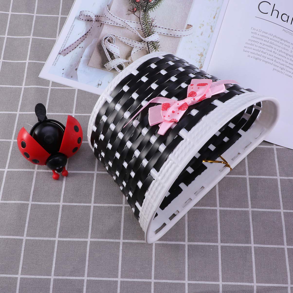 LIOOBO Kids Bicycle Scooter Basket - Handmade Plastic Knitted Bow Front Bag with Bike Bell for Boys & Girls - Perfect for School, Park Rides & Outdoor Adventures