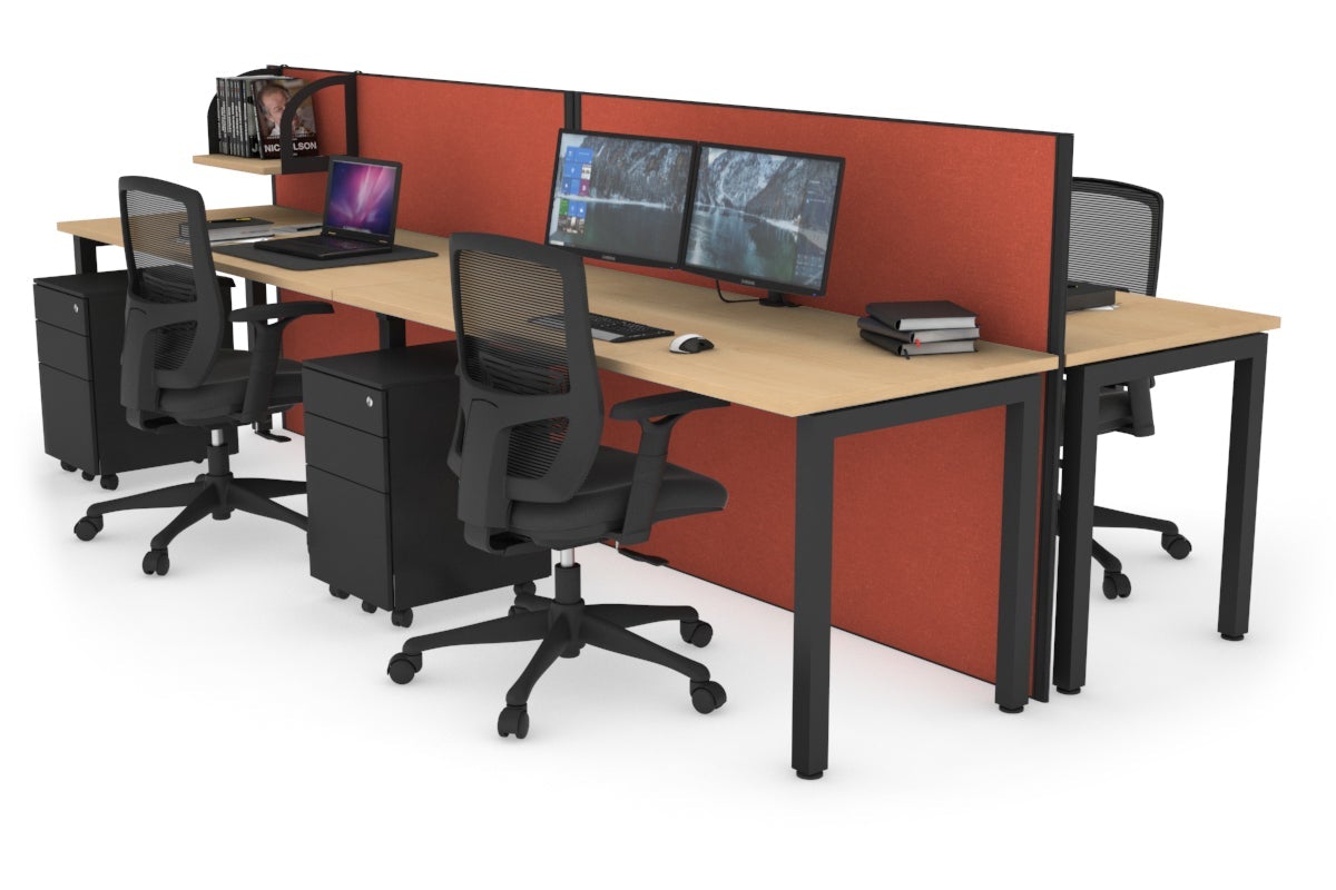 Horizon Quadro 4-Person Office Workstation Bench with Square Legs - 1600L x 700W Dimensions - Perfect for Collaborative Workspaces, Conference Rooms & Open Office Layouts
