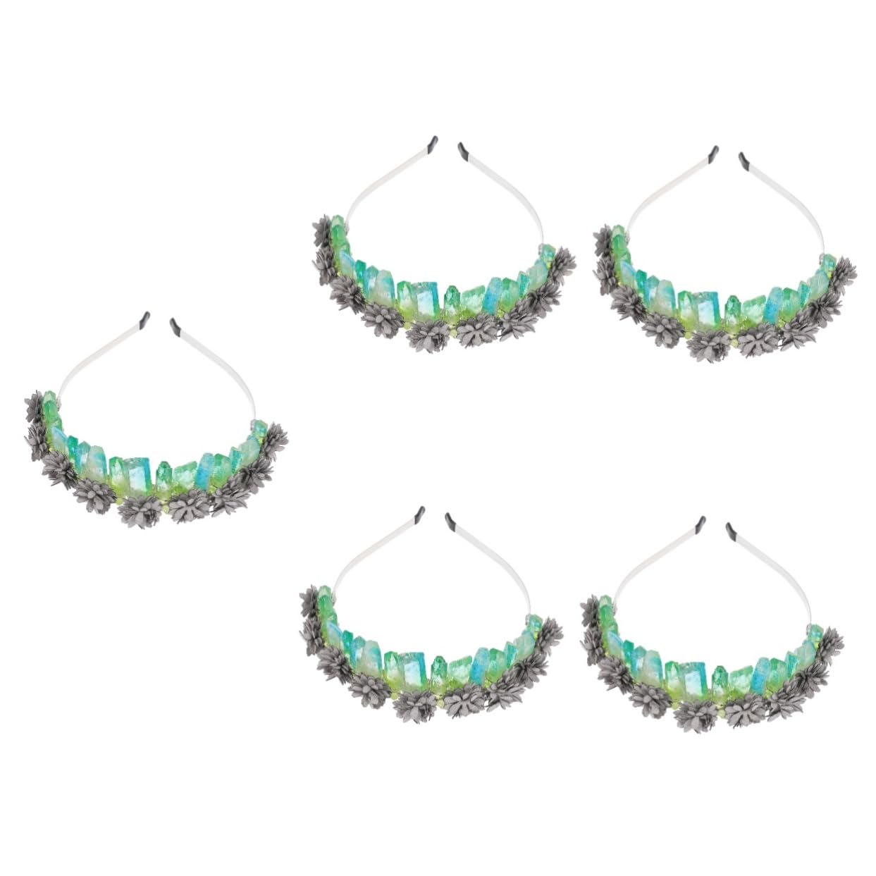 3pcs Crystal Rainbow Crown Wedding Headdress for Women & Girls - Elegant Crystal Goddess Headpiece with Flower Design, Natural Quartz Bridal Tiara for Weddings, Parties, Pageants & Photo Shoots