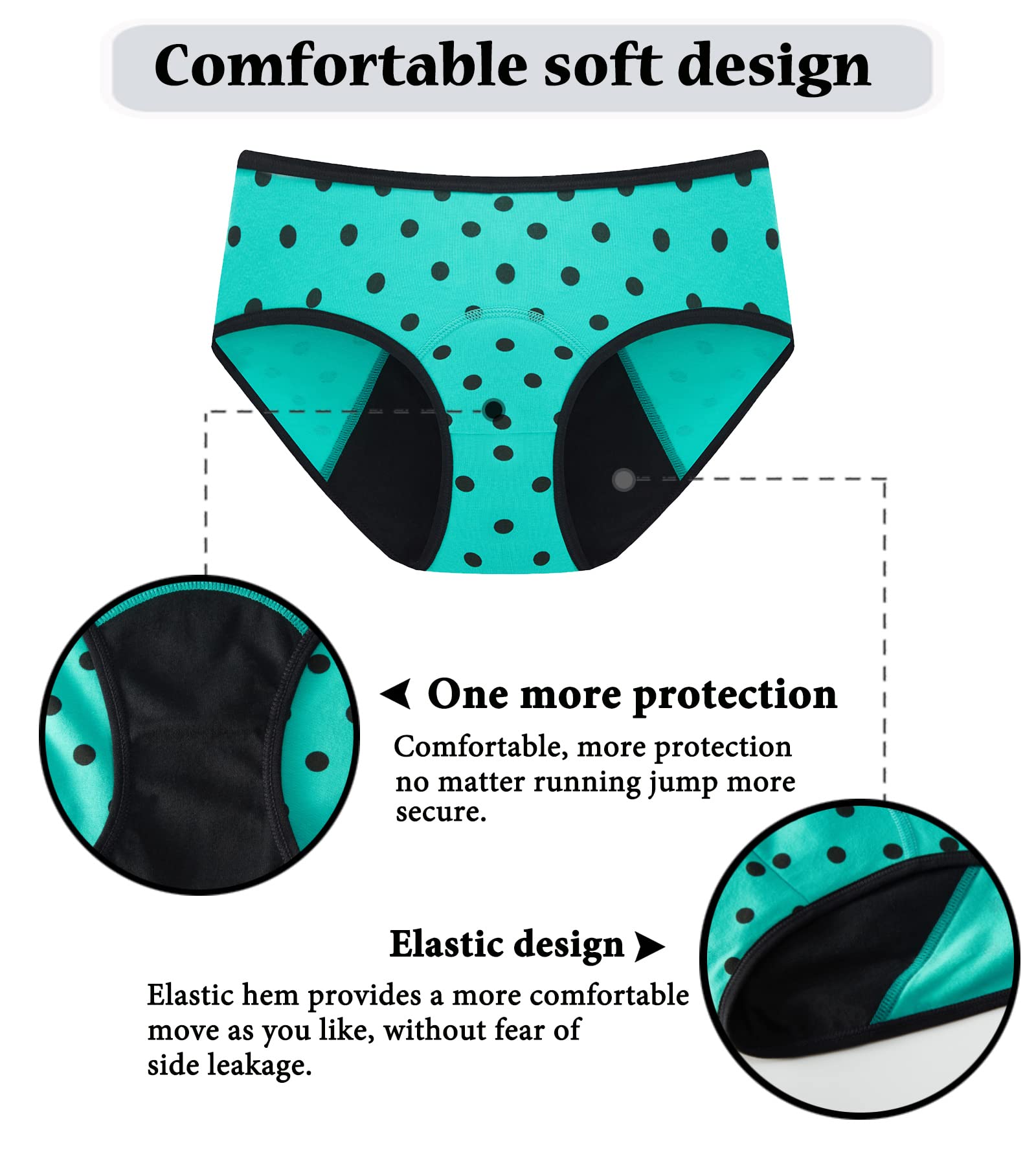 Teen Girls Period Underwear - Soft Cotton Panties for Juniors Age 8-18 - Comfortable & Absorbent for School, Sports & Sleep