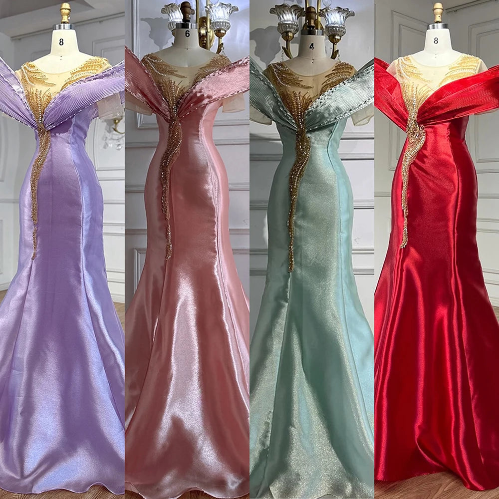 Luxury Designer Mermaid Satin Lilac Evening Dresses for Women - Formal Gowns for Prom, Wedding, Cocktail Party & Special Occasions - LA72902