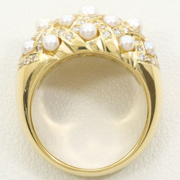 18K Yellow Gold Akoya Pearl Diamond Ring for Women - Elegant Bridal Jewelry, Anniversary Gift, Wedding Engagement Ring - Perfect for Special Occasions & Romantic Dates