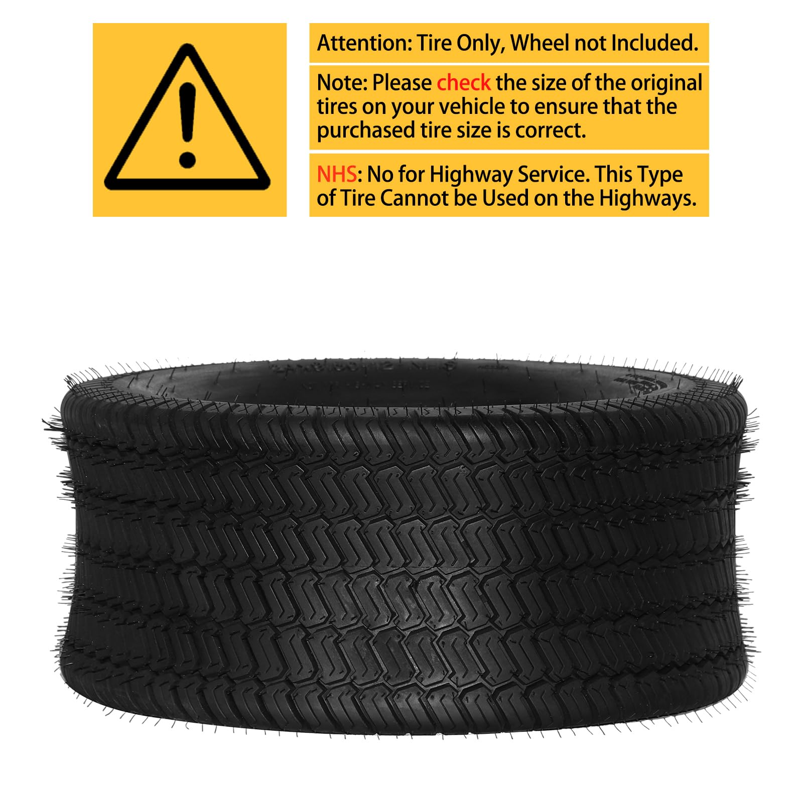 Set of 2 24x9.50-12 Tubeless Bias Tires - 4PR LRB for Lawn Mowers, Golf Carts & Tractors | Heavy-Duty Turf Tires for All-Terrain Performance, Smooth Ride & Enhanced Traction