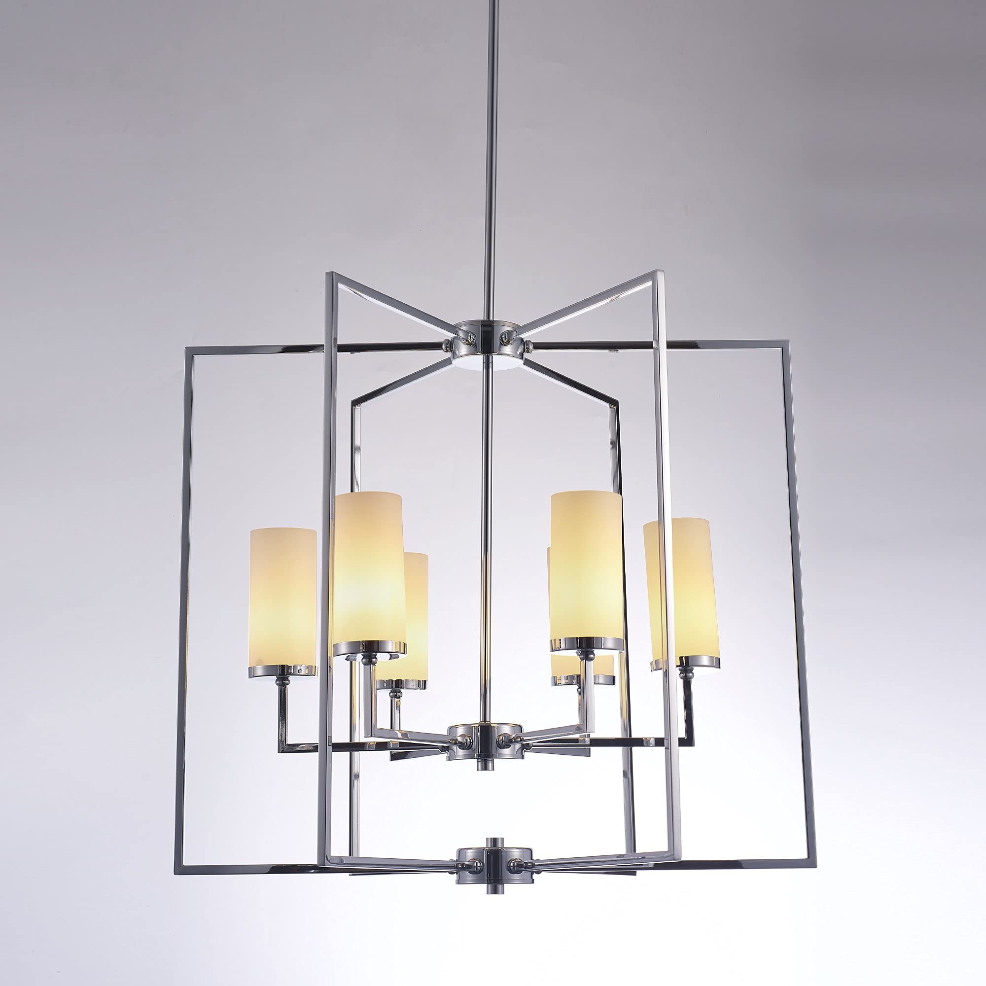 Pasargad Home Riva Collection Modern Metal & Glass Chandelier Lights - Elegant Dining Room & Living Room Ceiling Lighting Fixture for Home Decor