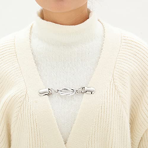 Retro Sweater Clips for Women - 2PCS Bling Brooches for Cardigans & Shawls