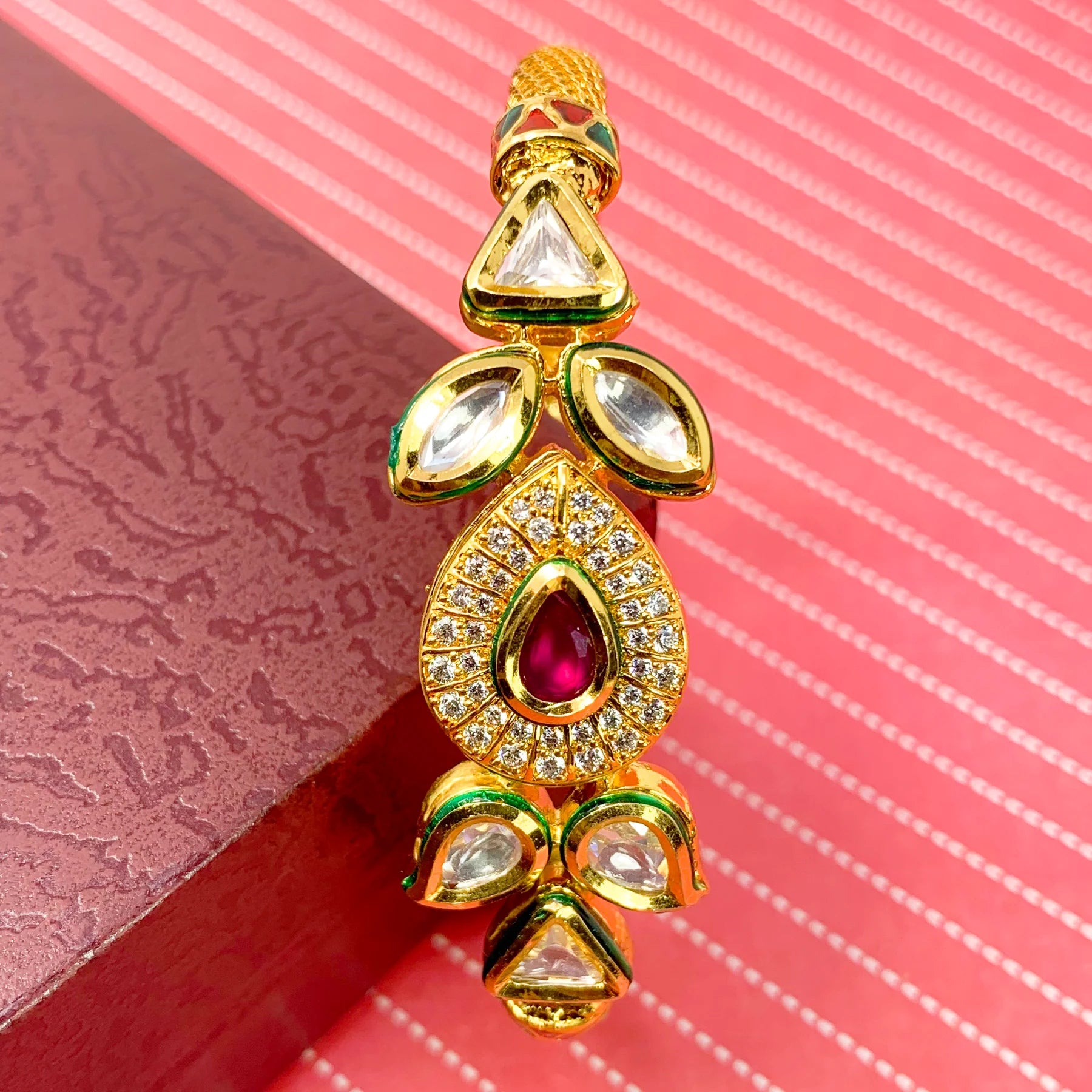 Elegant Gold Plated Royal Kundan Openable Bracelet (D128) - Perfect for Weddings, Parties & Special Occasions