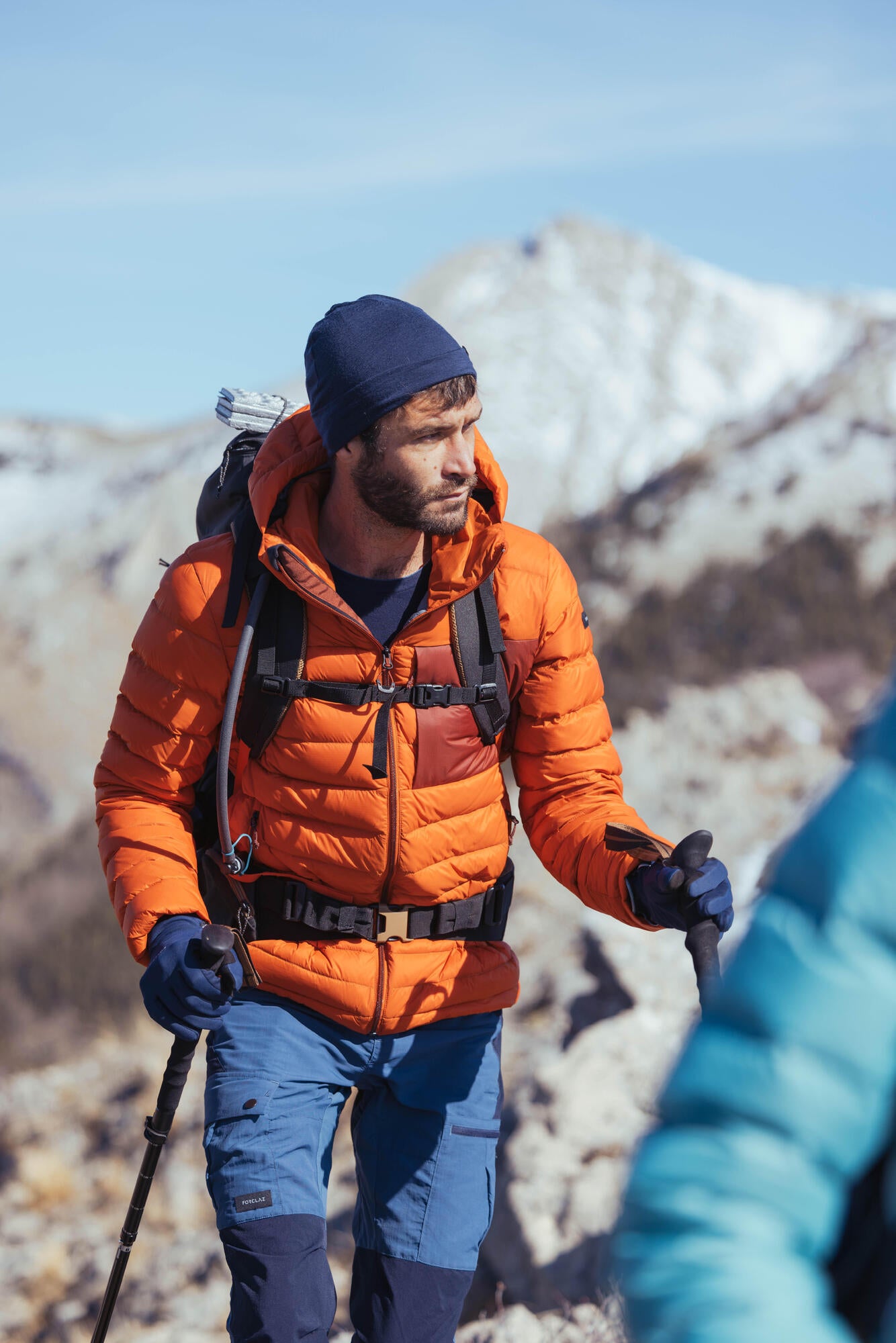 Forclaz MT500 Men's Hooded Padded Jacket for Mountain & Backpacking - Warm & Lightweight Down Coat for Hiking, Camping in Cold Weather (14°F)