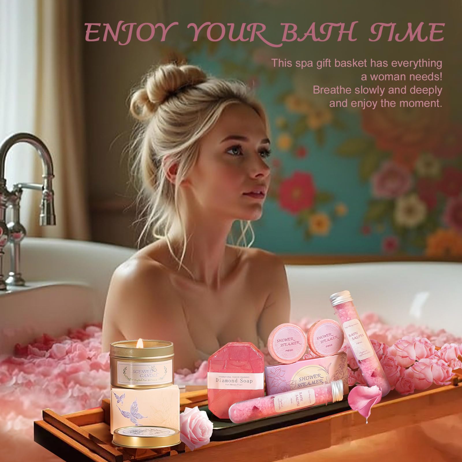 Valentine's Day & Birthday Gift Set for Women - Luxury Spa Basket with Relaxation Essentials - Perfect Gift for Girlfriend, Wife, Mother, Sister or Daughter - Ideal for Self-Care, Get Well Soon & Special Occasions