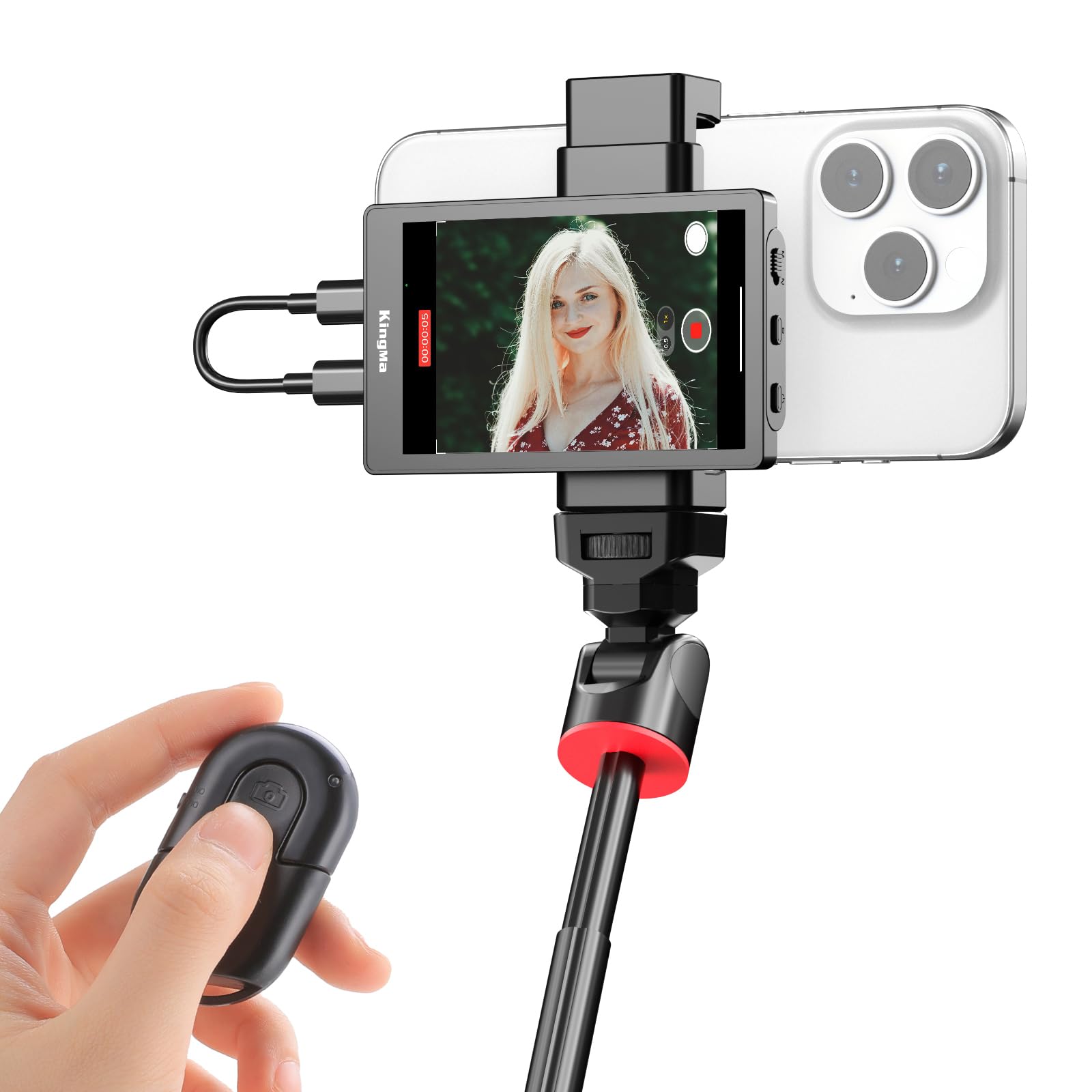 4K 30FPS Phone Vlog Monitor for iPhone - Magnetic Clip & Bluetooth Remote - Perfect for Live Streaming & TikTok Videos
