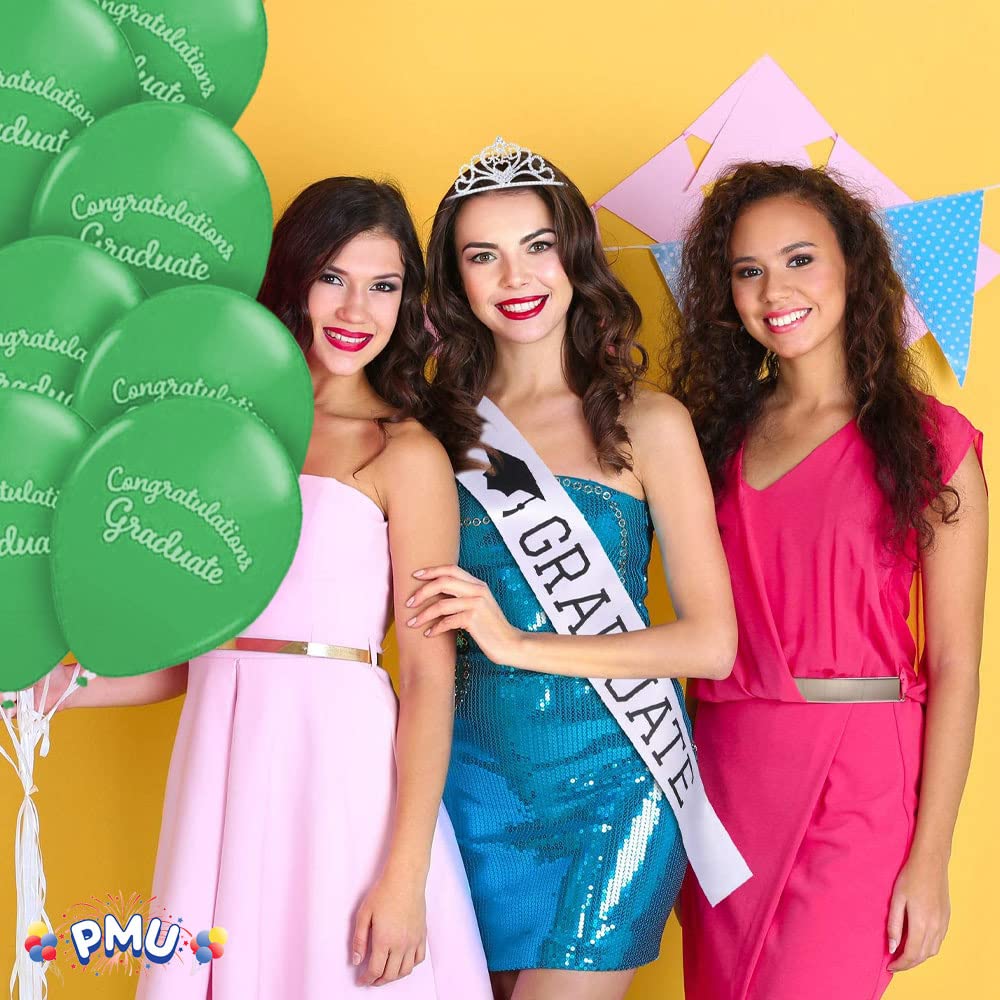 Premium Green Graduation Balloons - 100pcs Congrats Grad Latex Balloons for Graduation Party Decorations | Perfect for Graduation Ceremonies, College Parties & Celebration Events