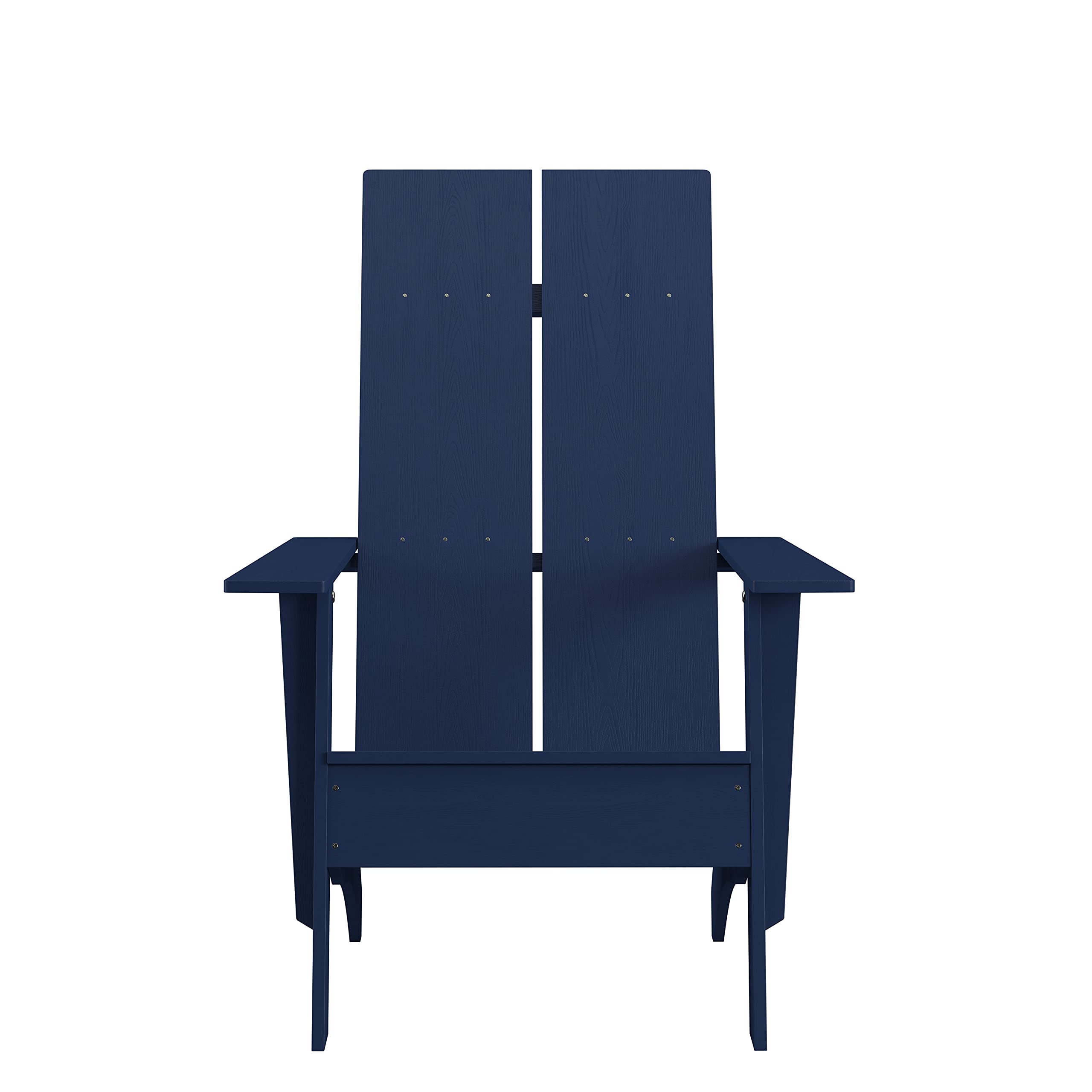 Emma & Oliver Set of 2 Navy Blue Modern Adirondack Chairs - Dual Slat Back Design for Indoor & Outdoor Use - Perfect for Patio, Garden, Poolside and Porch Relaxation