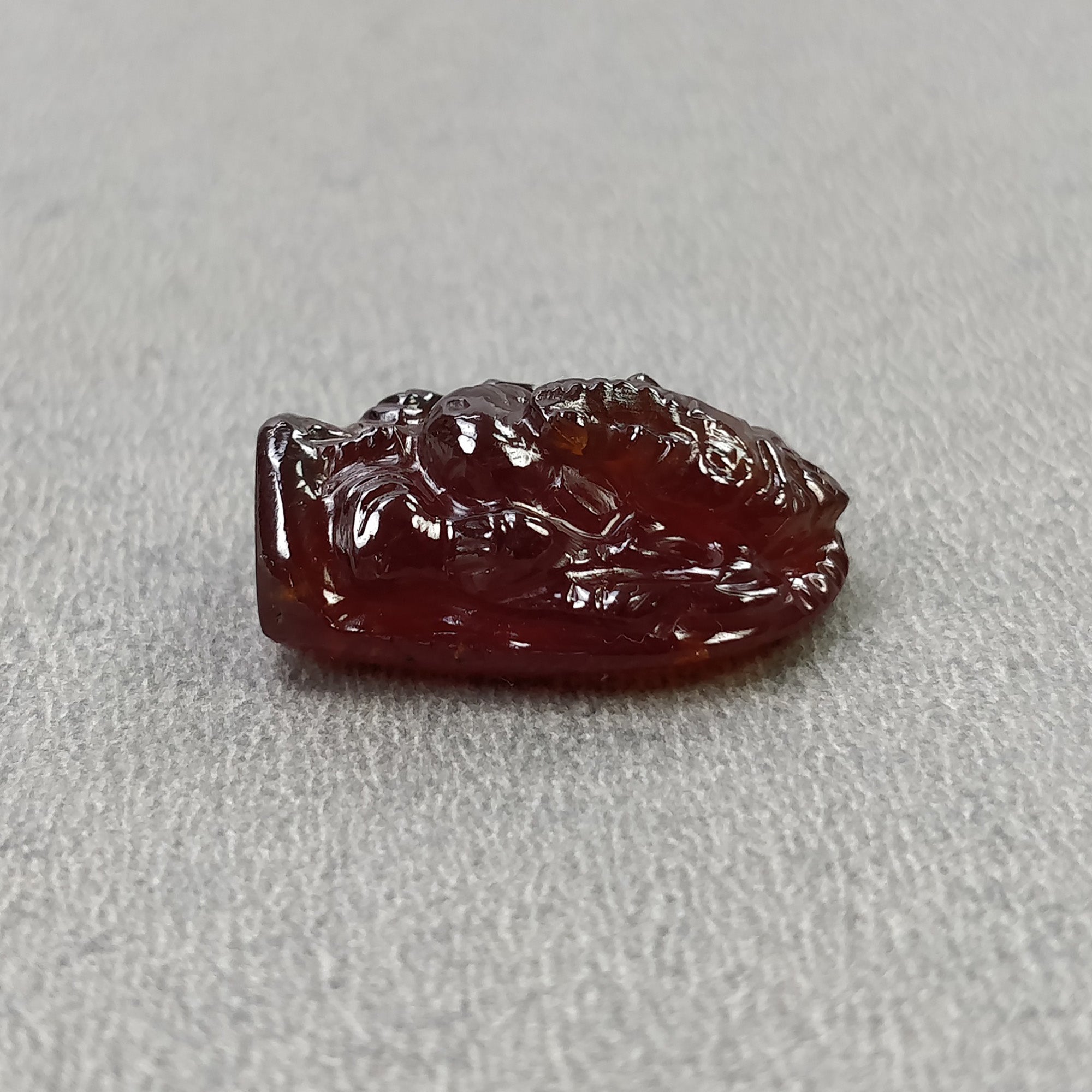 Natural Hessonite Garnet Gemstone Carving - 21.75ct Untreated Hand Carved Lord Ganesha Statue (20x14mm) | Spiritual Gift, Meditation Aid & Home Decor | Includes Authenticity Video