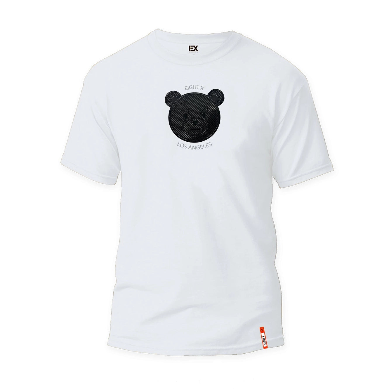 Eight X Bad News Bear Textured Graphic T-Shirt - White | Vintage Inspired Casual Tee for Men & Women | Perfect for Streetwear, Concerts, and Everyday Outfits