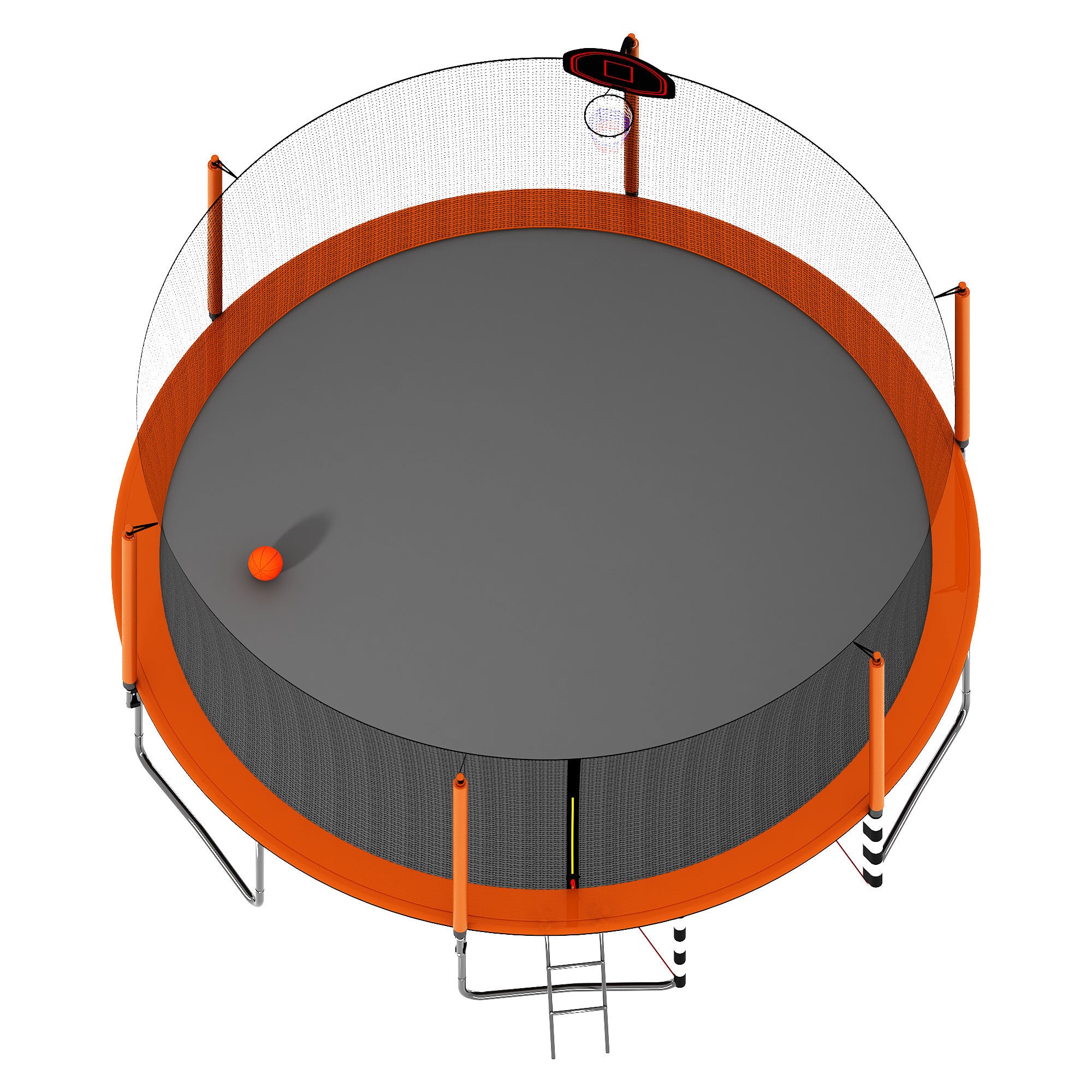 16FT Trampoline with Basketball Hoop, Pump & Ladder - Includes Inner Safety Enclosure & Soccer Goal - Orange - Perfect for Backyard Fun, Kids Outdoor Play & Family Fitness Activities