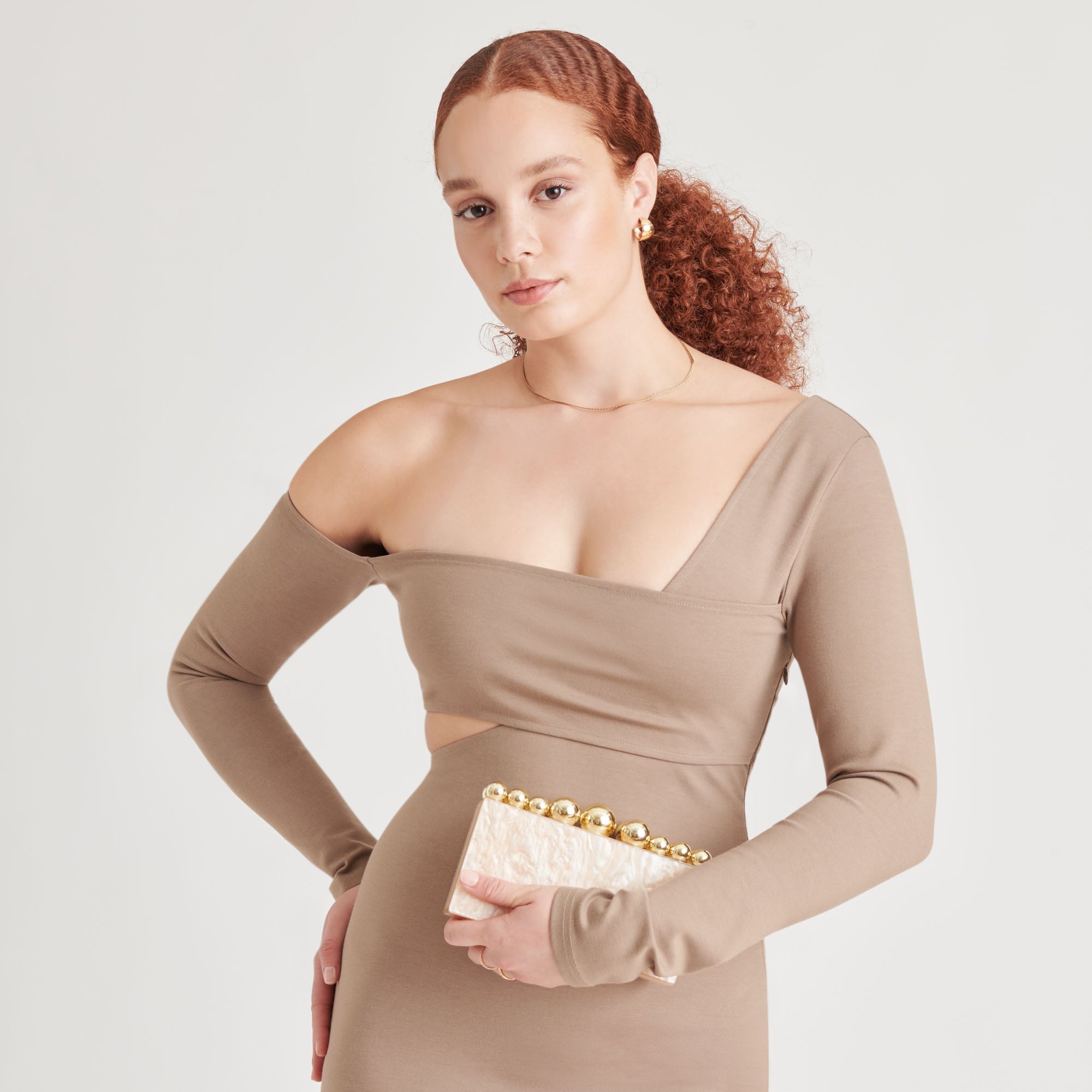 GERRY Clutch Bag - Beige Pearl Acrylic Handbag for Women | Elegant Evening Purse for Parties, Weddings & Special Occasions