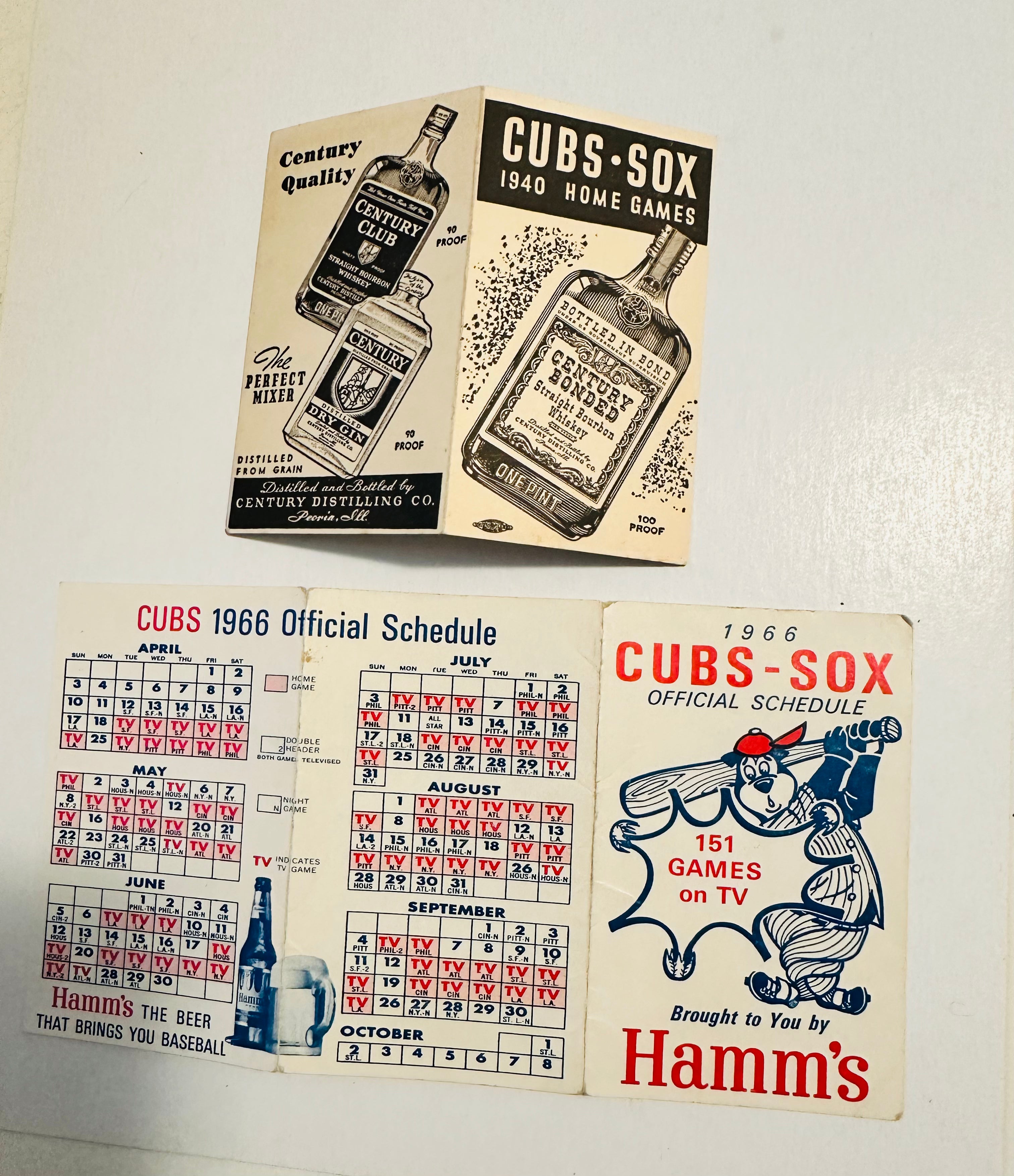 Vintage Chicago Cubs Baseball Schedules - 1940 & 1966 Collector's Edition | Perfect for MLB Memorabilia Displays & Cubs Fan Gifts