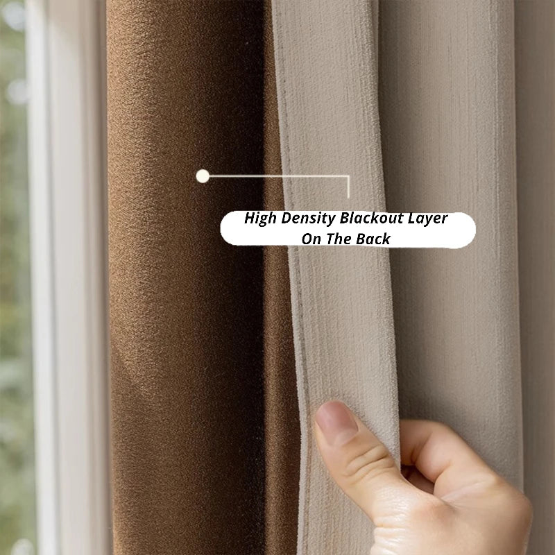 Juliet Chenille Minimalist Jacquard Blackout Custom Curtains for Living Room & Bedroom - Thermal Insulated Light Blocking Drapes for Home Decor