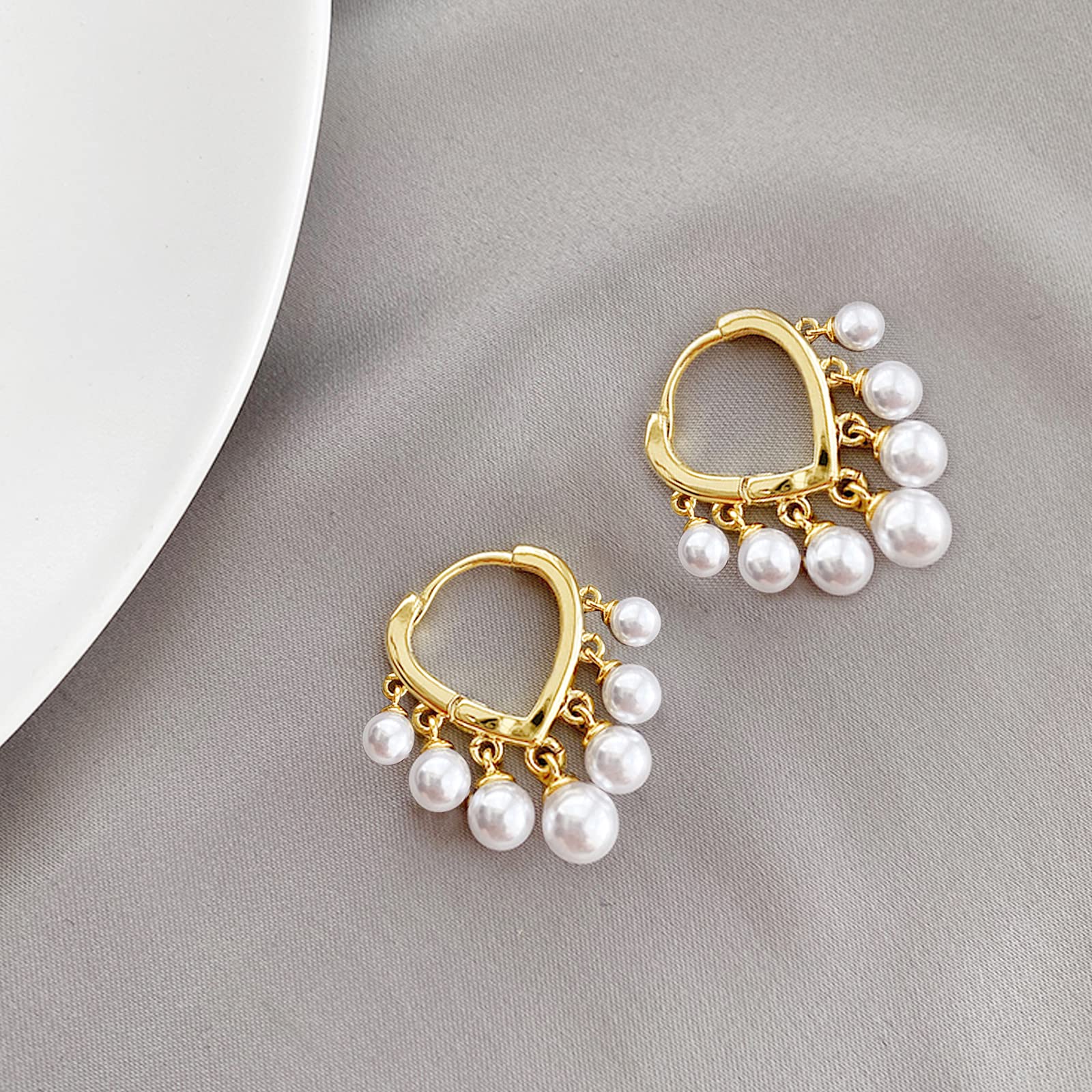14K Gold Plated Beaded Dangle Earrings for Women - Elegant Sterling Silver Statement Jewelry for Party, Wedding & Everyday Wear