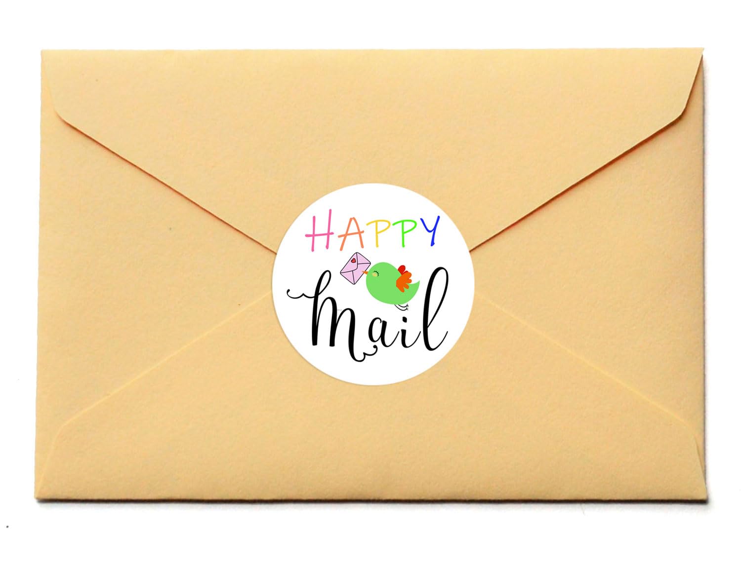 120pcs Happy Mail Stickers - Cute Heart-Shaped Package Labels for Envelopes (1.6 Inch) | Perfect for DIY Scrapbooking, Gift Wrapping & Letter Sealing | Adhesive Decorative Stickers for Mail Art & Craft Projects