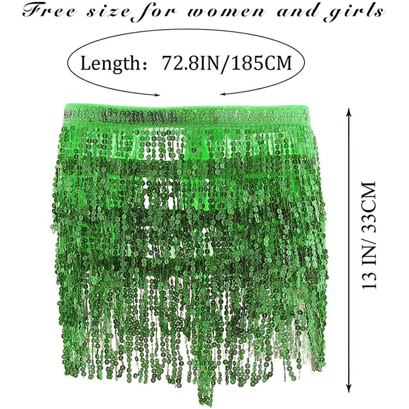 Boho Sequin Fringe Skirt for Women - Belly Dance Hip Scarf, Rave Party Outfit, Festival Costume | Perfect for Dance Performances, Music Festivals & Themed Parties