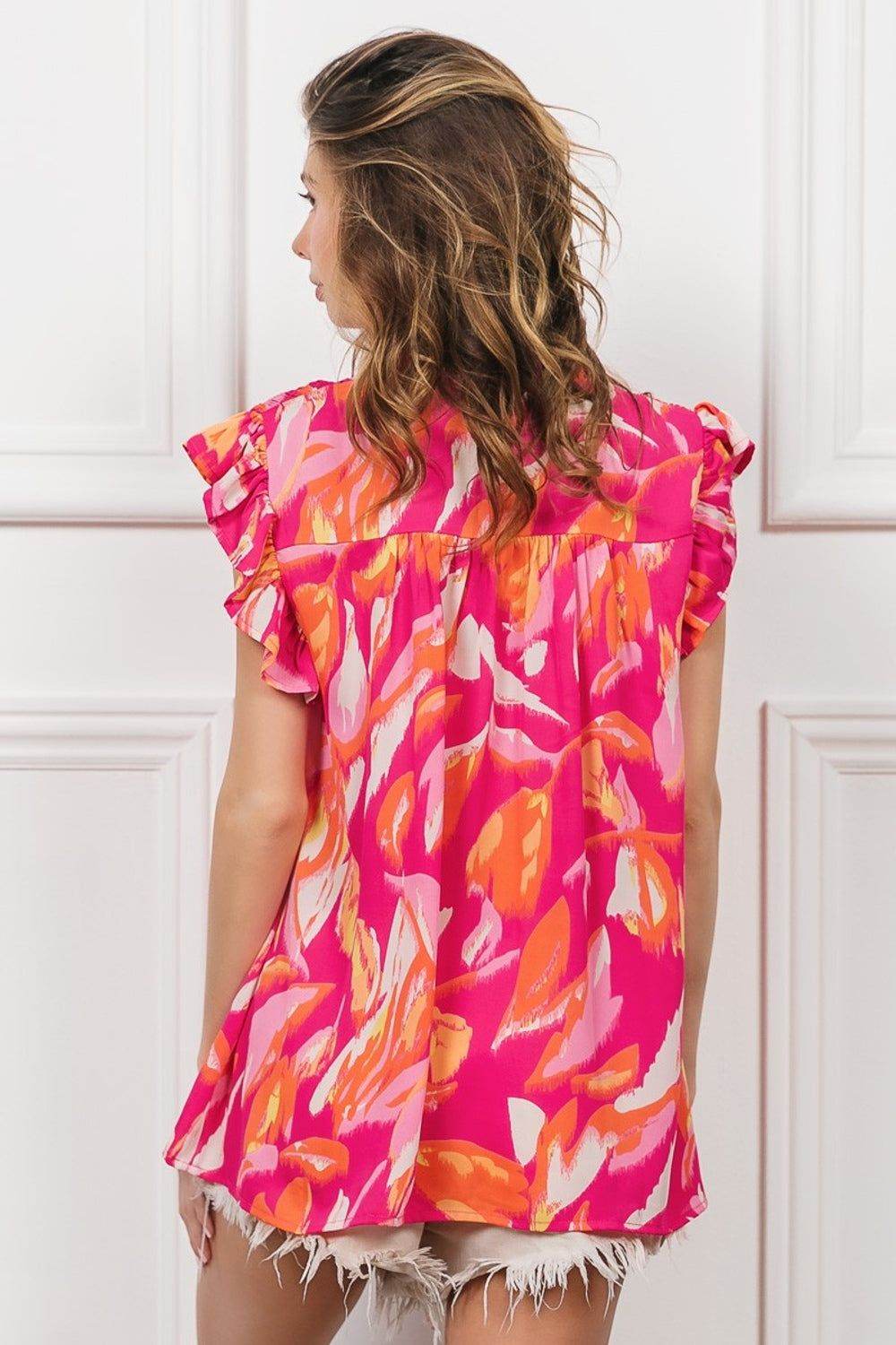 BiBi Smocked Yoke Ruffled Floral Top for Girls - Elegant Summer Blouse for Parties, Photos & Special Occasions