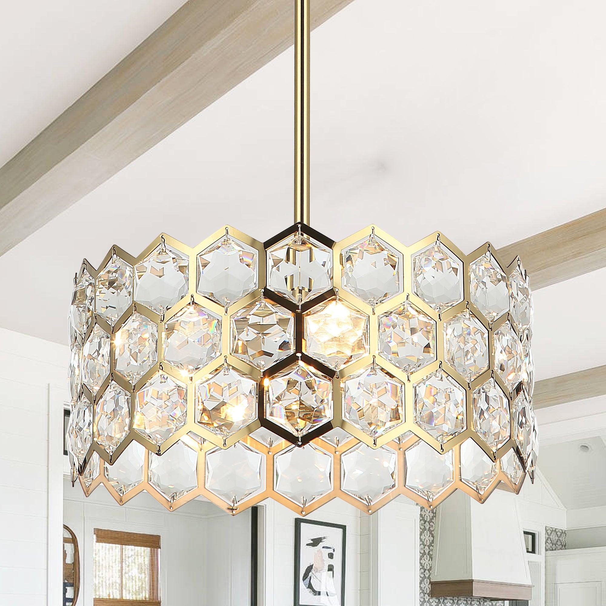 13 Inch Modern Golden 3-Light Pendant Lighting Fixture for Living Room, Dining Room, Kitchen Island - Elegant Ceiling Light with Adjustable Height