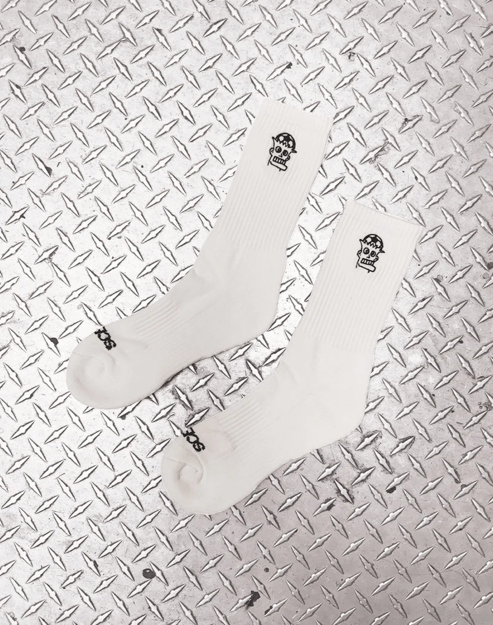 Scenes NY Hardcore Headass Socks - White Crew Socks for Punk Rock Fans & Skateboarders - Perfect for Concerts, Streetwear & Casual Outfits