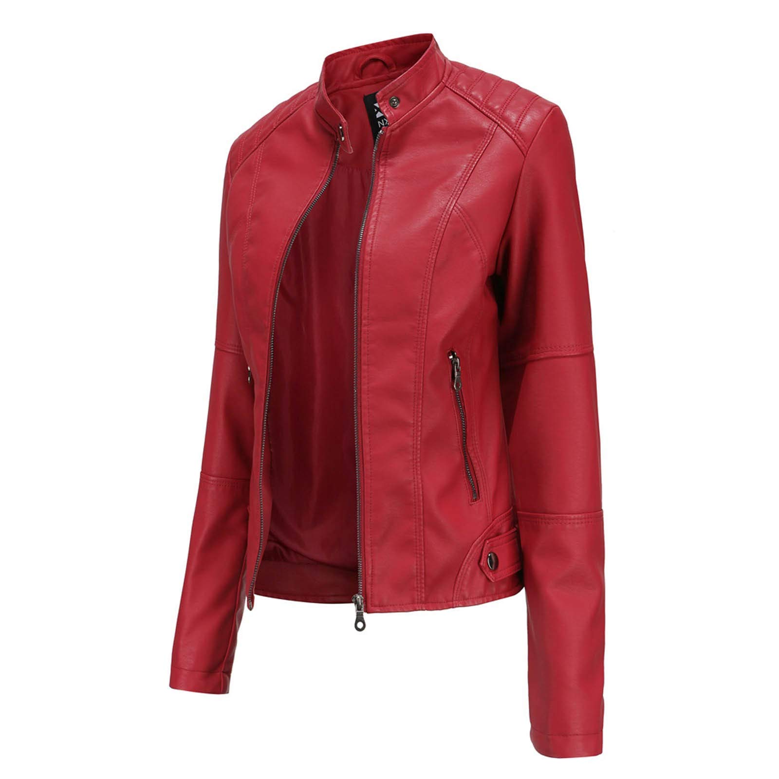 Women's Plus Size Faux Leather Moto Biker Jacket - Stylish Bomber Race Car Zip Up Coat for Motorcycle Riding & Casual Outerwear