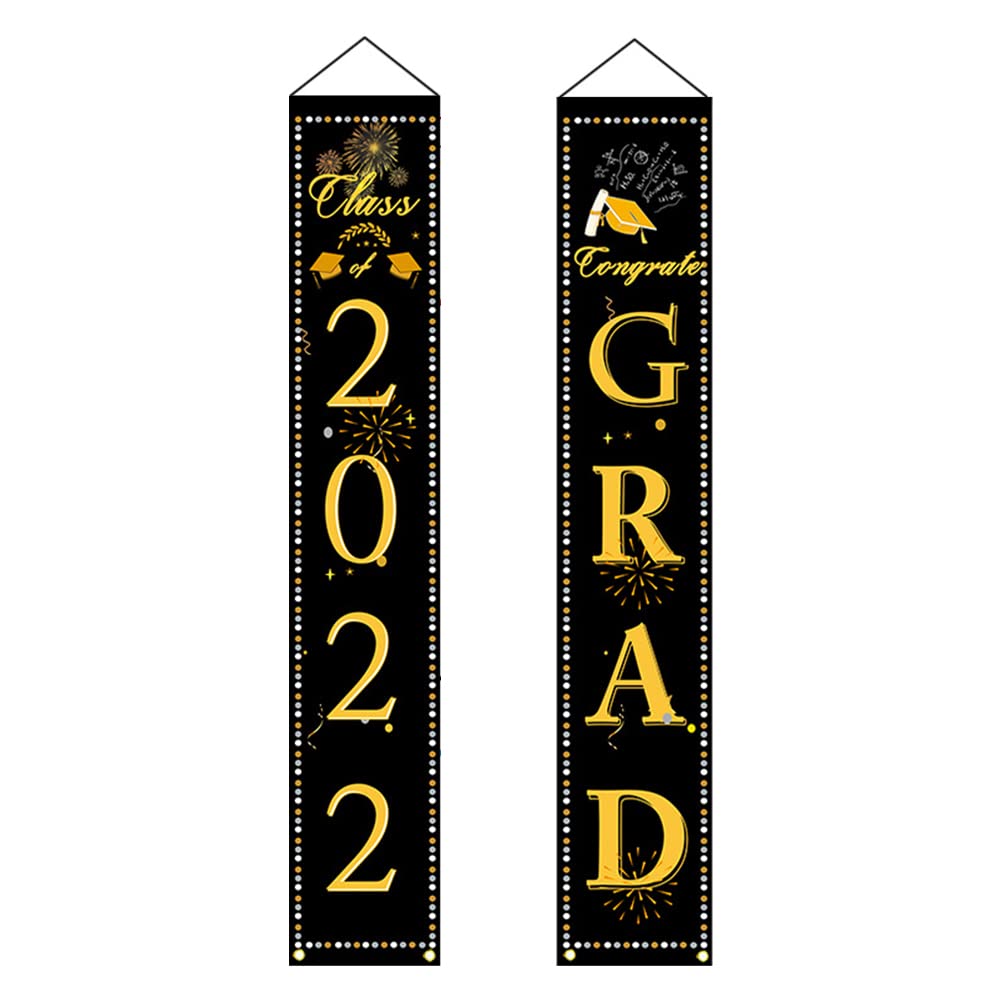 Graduation Door Banner - Black Graduation Couplet Porch Curtain for Graduation Season Decorations | Perfect for Front Door, Party Entrance & School Celebrations