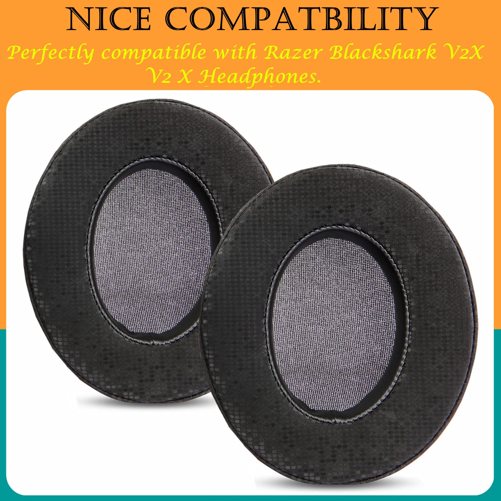 Premium Replacement Ear Pads for Razer Blackshark V2X & V2 Headphones - Soft Protein Leather Cushions for Enhanced Comfort - Perfect for Gaming, Music & Long Wear Sessions