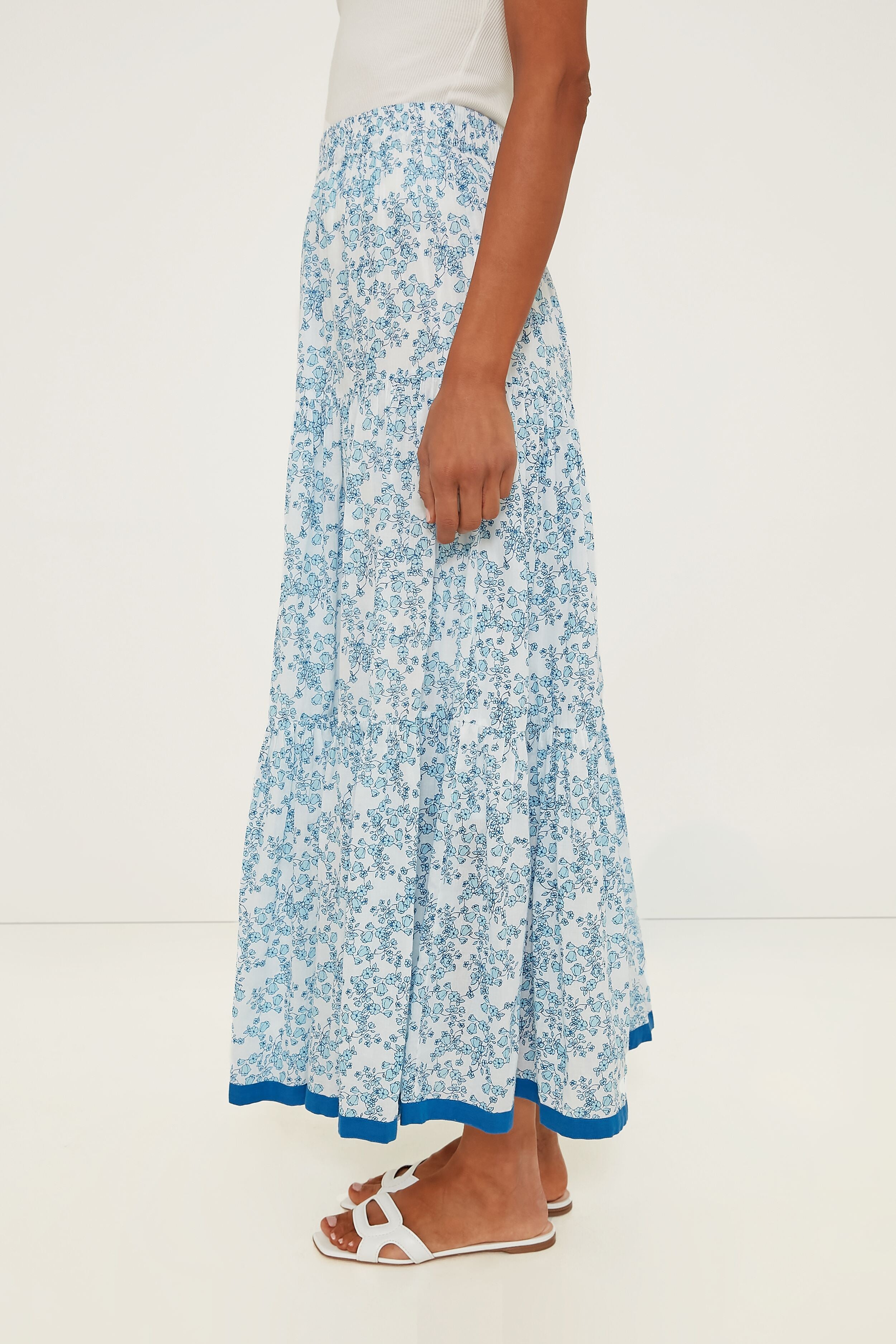 Blue Lucrecia Frilly Maxi Skirt for Women - Elegant Flowy Long Skirt with Ruffles | Perfect for Beach, Vacation, and Summer Outfits
