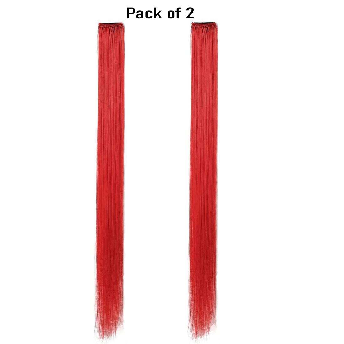 ZALYA™ Reusable Hair Streaks Extensions for Women & Girls - 2-Piece Set (Red) | Clip-in Colored Hair Highlights for Parties, Cosplay & Daily Styling