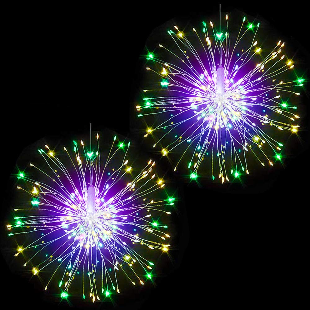 2 Pack Firework Lights - 120 LED Copper Wire Starburst String Lights with Remote, 8 Modes Battery Operated Fairy Lights for Wedding, Christmas, Party, Patio & Garden Decoration - Perfect for Indoor/Outdoor Holiday Decor & Special Events