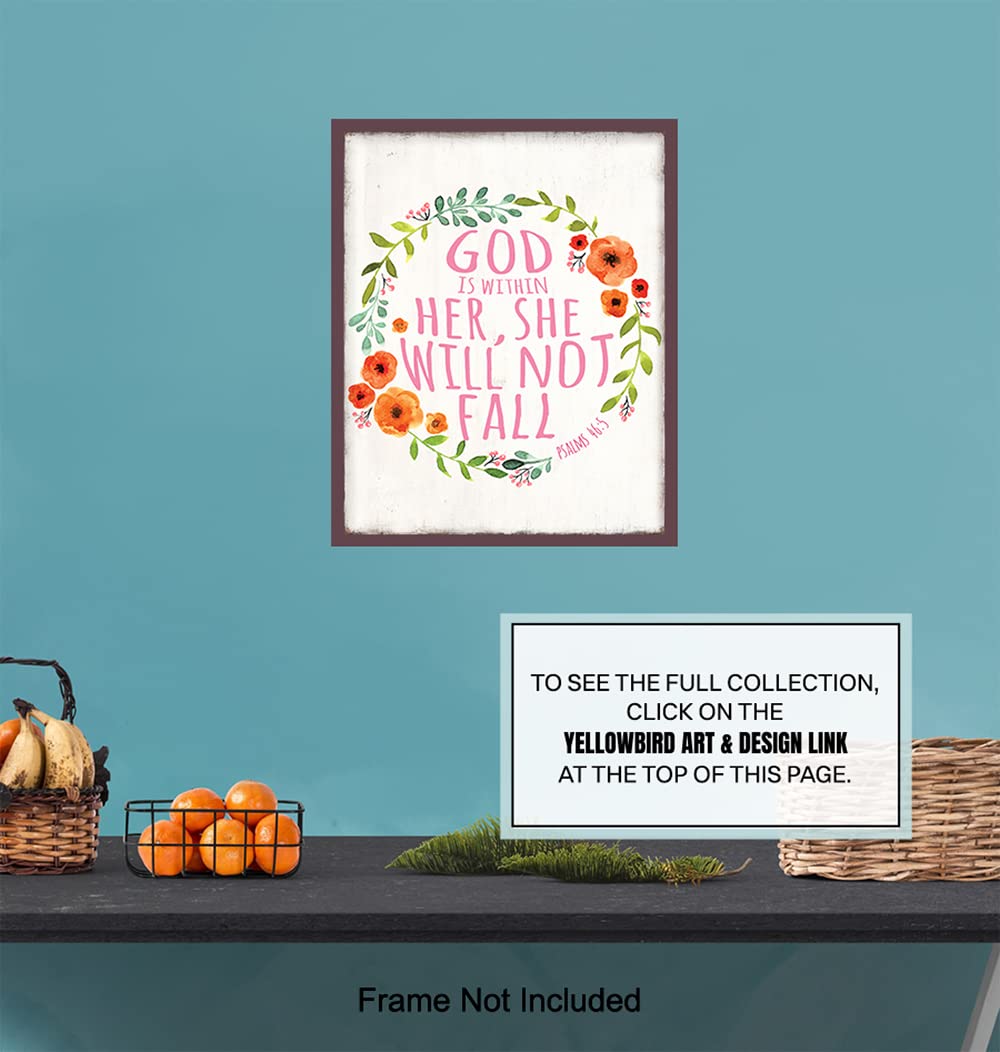Inspirational Christian Wall Art - God is Within Her - Home & Office Decor