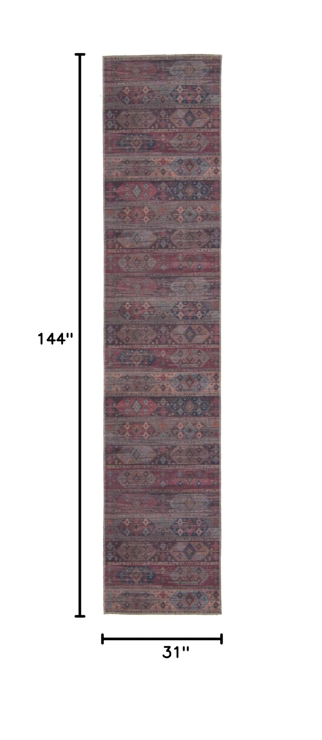 Washable 12 Ft Runner Rug - Sisu Collection by Rugs.com | Durable Flatweave Multi-Pattern Rug for Hallways, Entryways & High Traffic Areas | Easy Clean Non-Slip Floor Mat for Home Decor