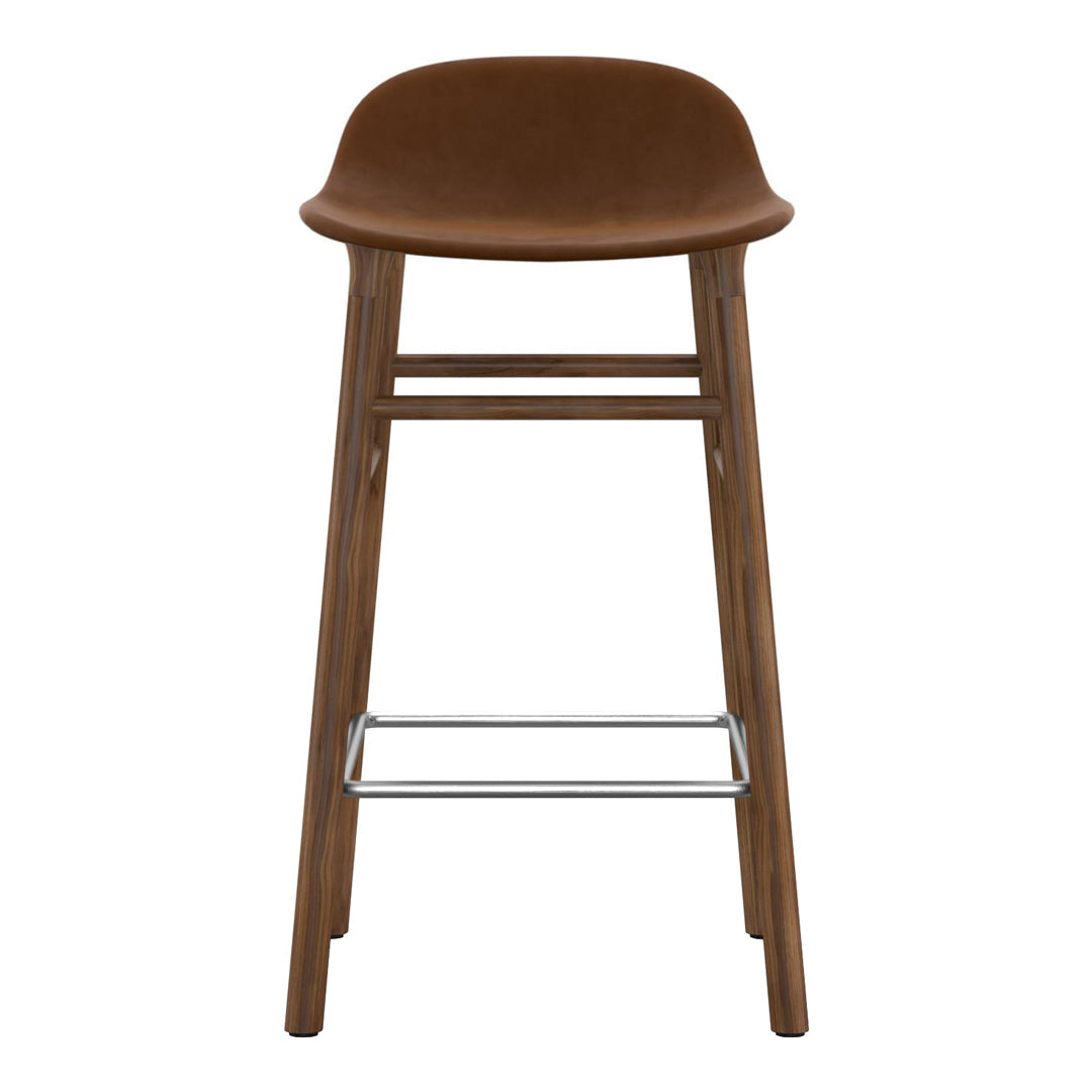 Modern Form Bar Stool with Wooden Legs & Upholstered Seat - Perfect for Kitchen Islands, Home Bars & Dining Counter Height Tables